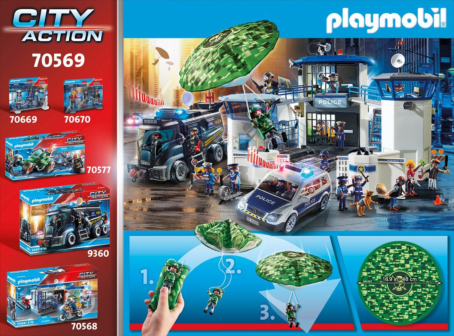 Playmobil® Constructie-speelset Politiehelikopter: parachute-achtervolging (70569), City Action (19-delig)