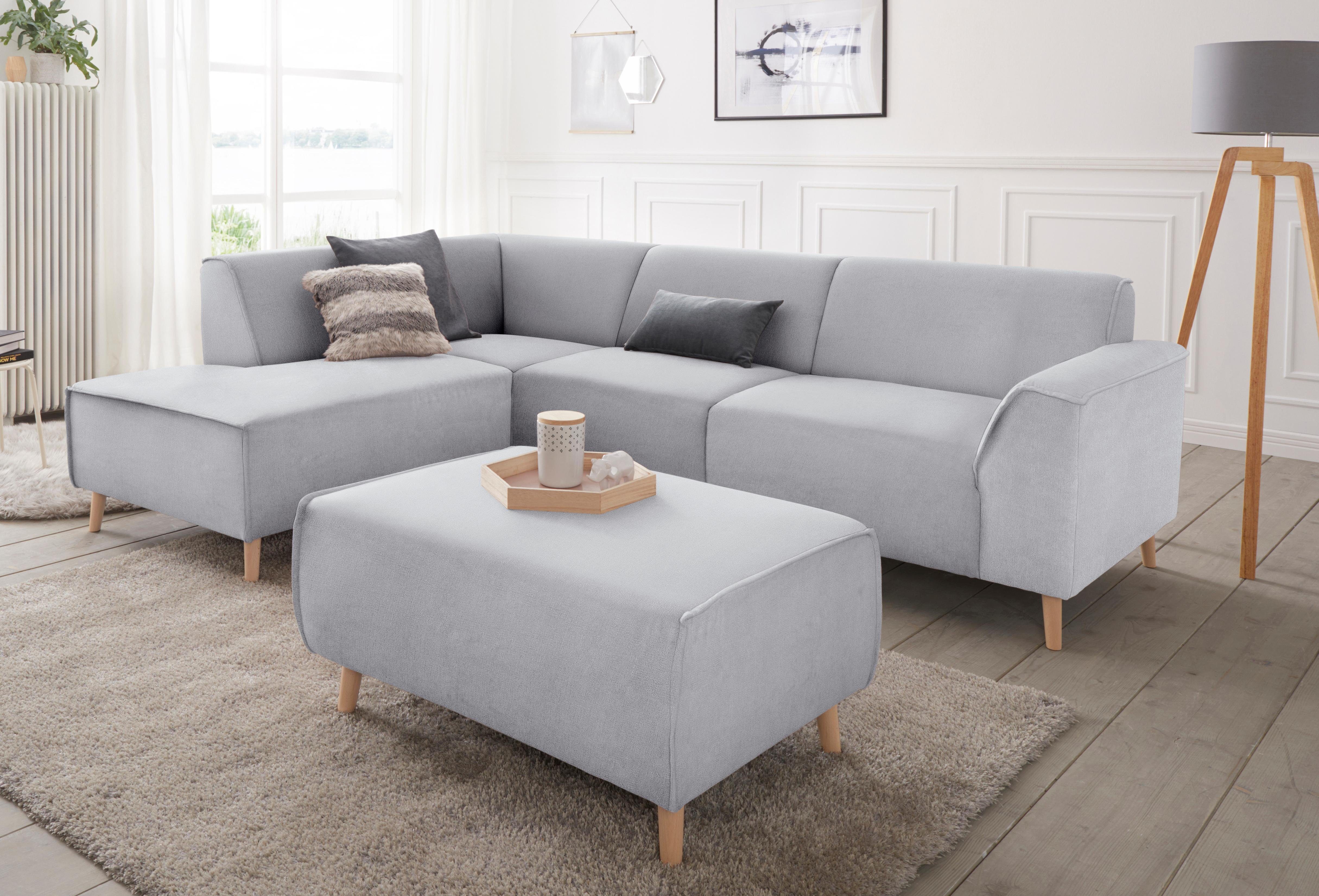 andas Hoekbank Janek L-vorm met binnenvering en opstaande naad in scandinavisch design grijs, hoekbanken, Ottomane links