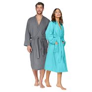 my home uniseks badjas travel voor dames  heren, in kimono-stijl, lichte kwaliteit, ideaal voor elke reis, puur katoen (1 stuk) grijs