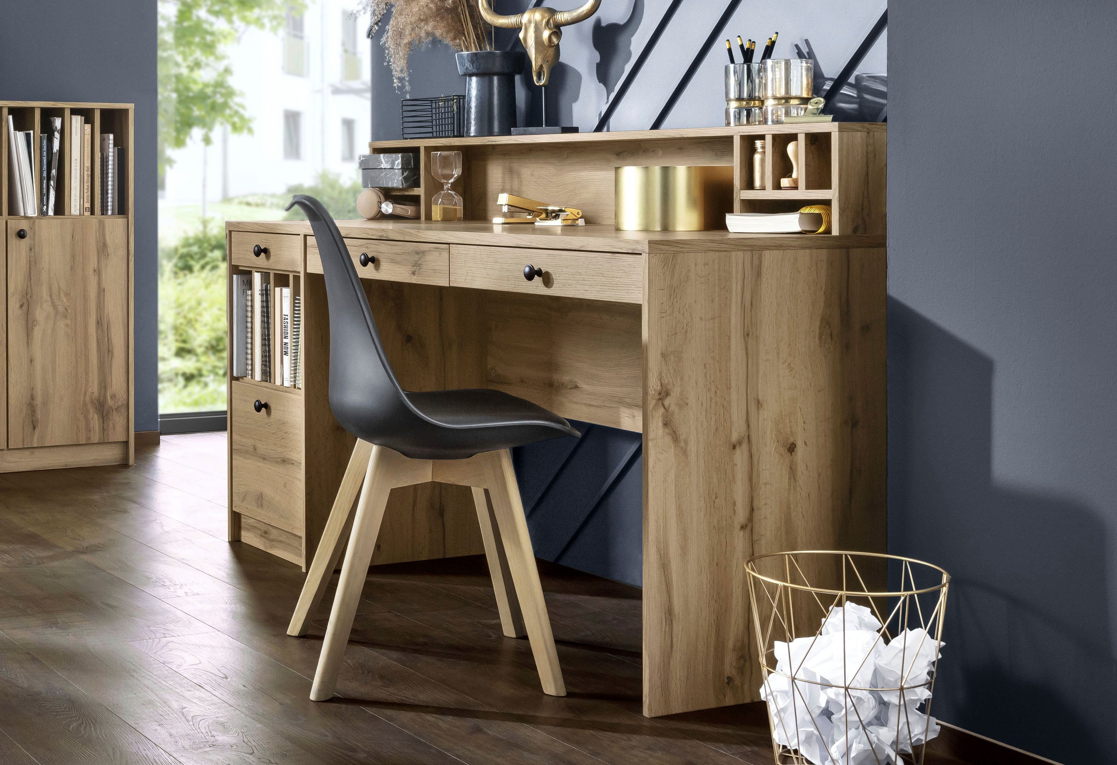 Home affaire Bureau Licia Bureau 'Licia', groot werkblad, veel bergruimte, 158 cm breed