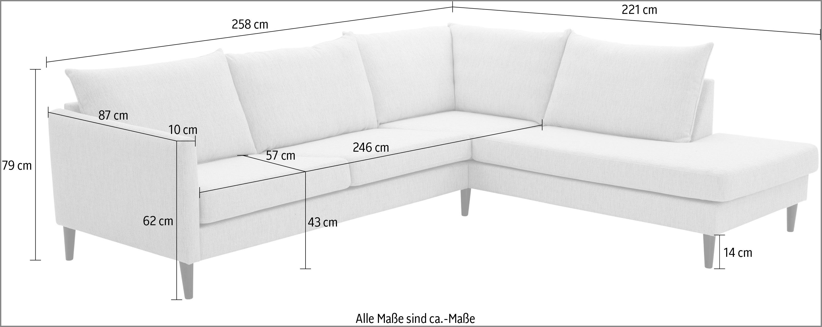 ATLANTIC home collection Hoekbank Rekvik L-vorm met golfvering, met massief houten poten
