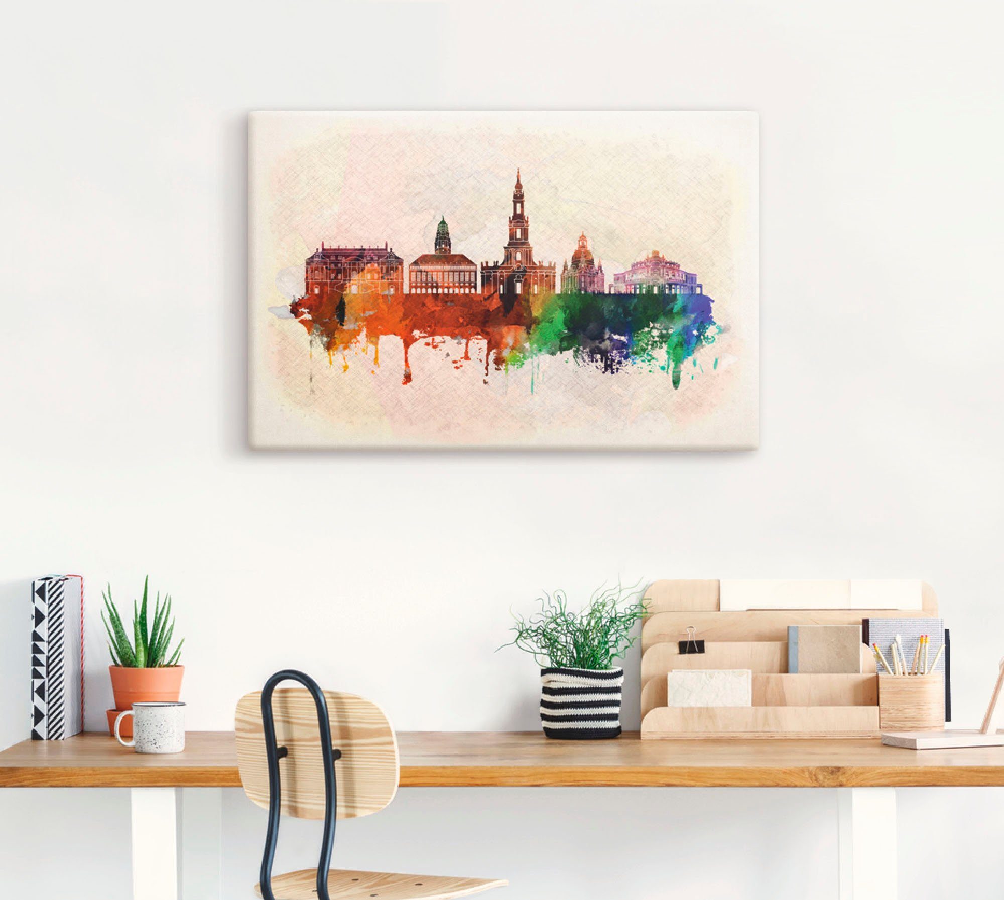 Artland Artprint op linnen Dresden Duitsland skyline