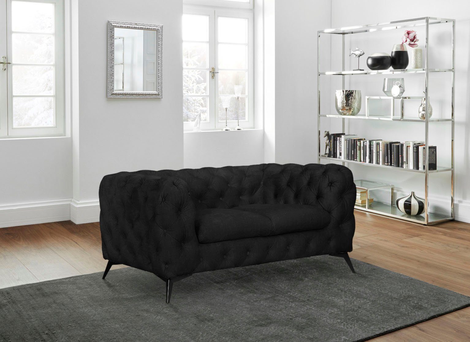 Leonique Chesterfield-bank Glynis luxueuze capitonnage, moderne chesterfield look, kleur van de poten ter keuze