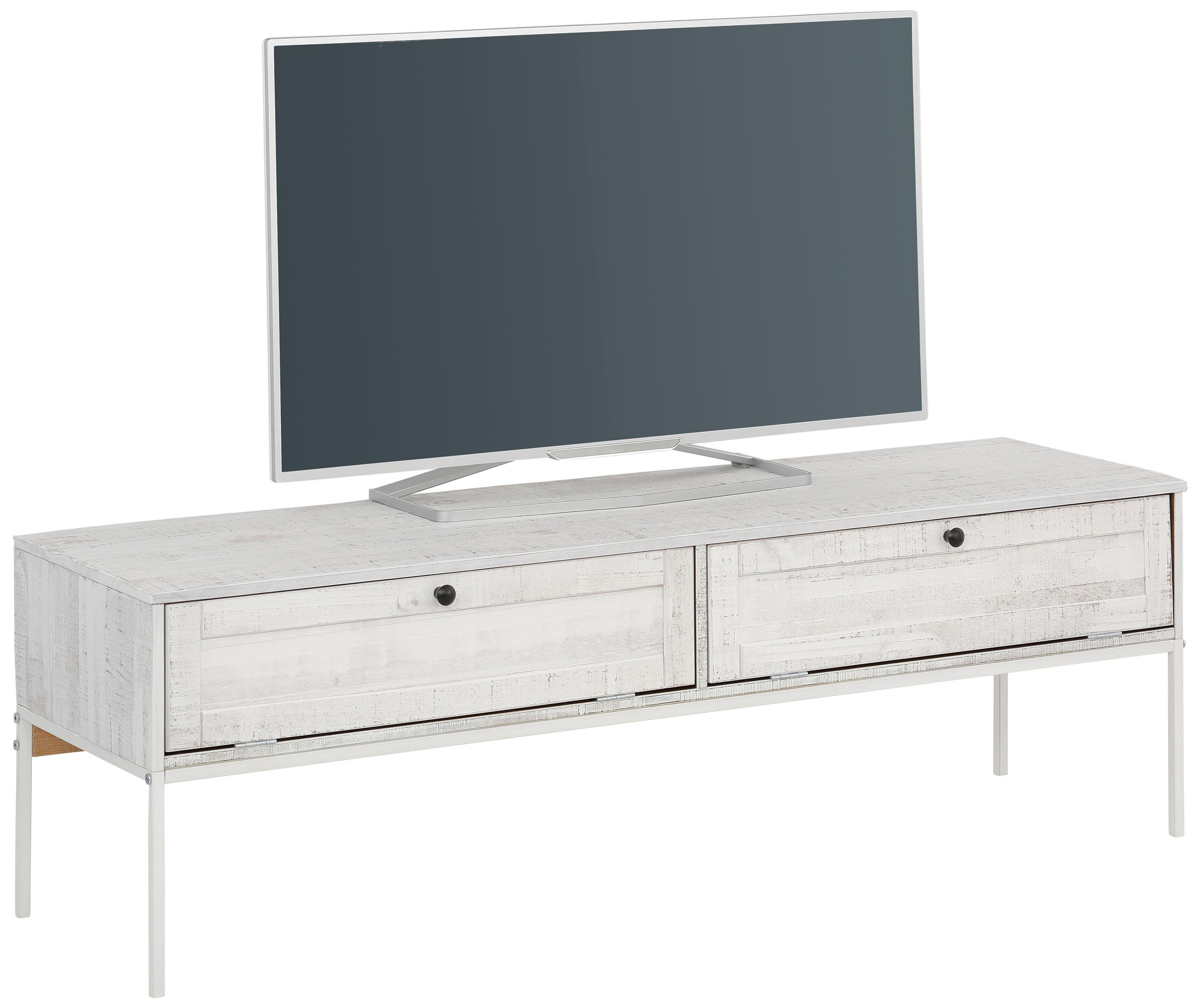 Home affaire Tv-meubel Freya Commode met 2 kleppen, metalen handgrepen, van massief hout, breedte 140 cm