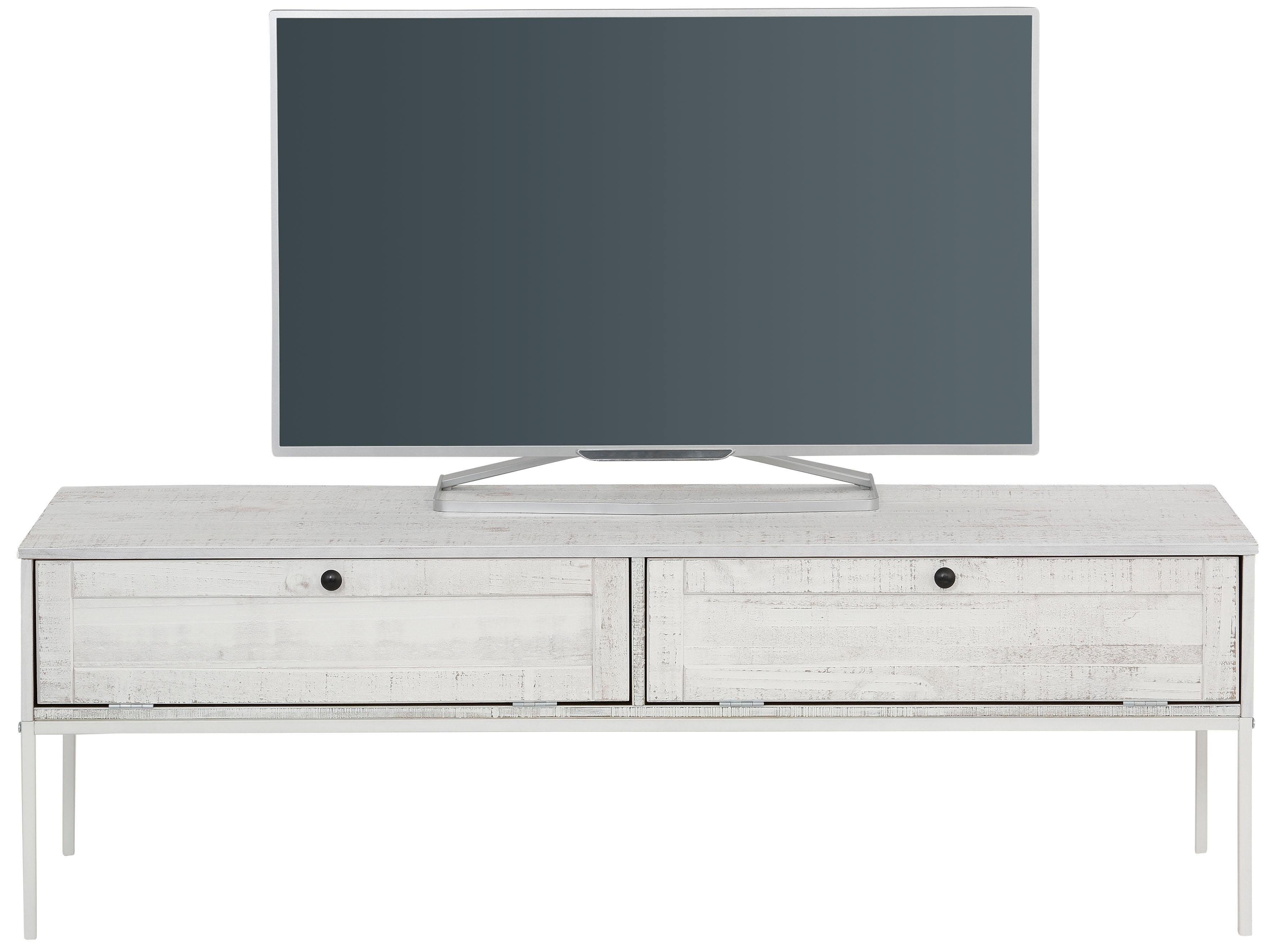 Home affaire Tv-meubel Freya Commode met 2 kleppen, metalen handgrepen, van massief hout, breedte 140 cm