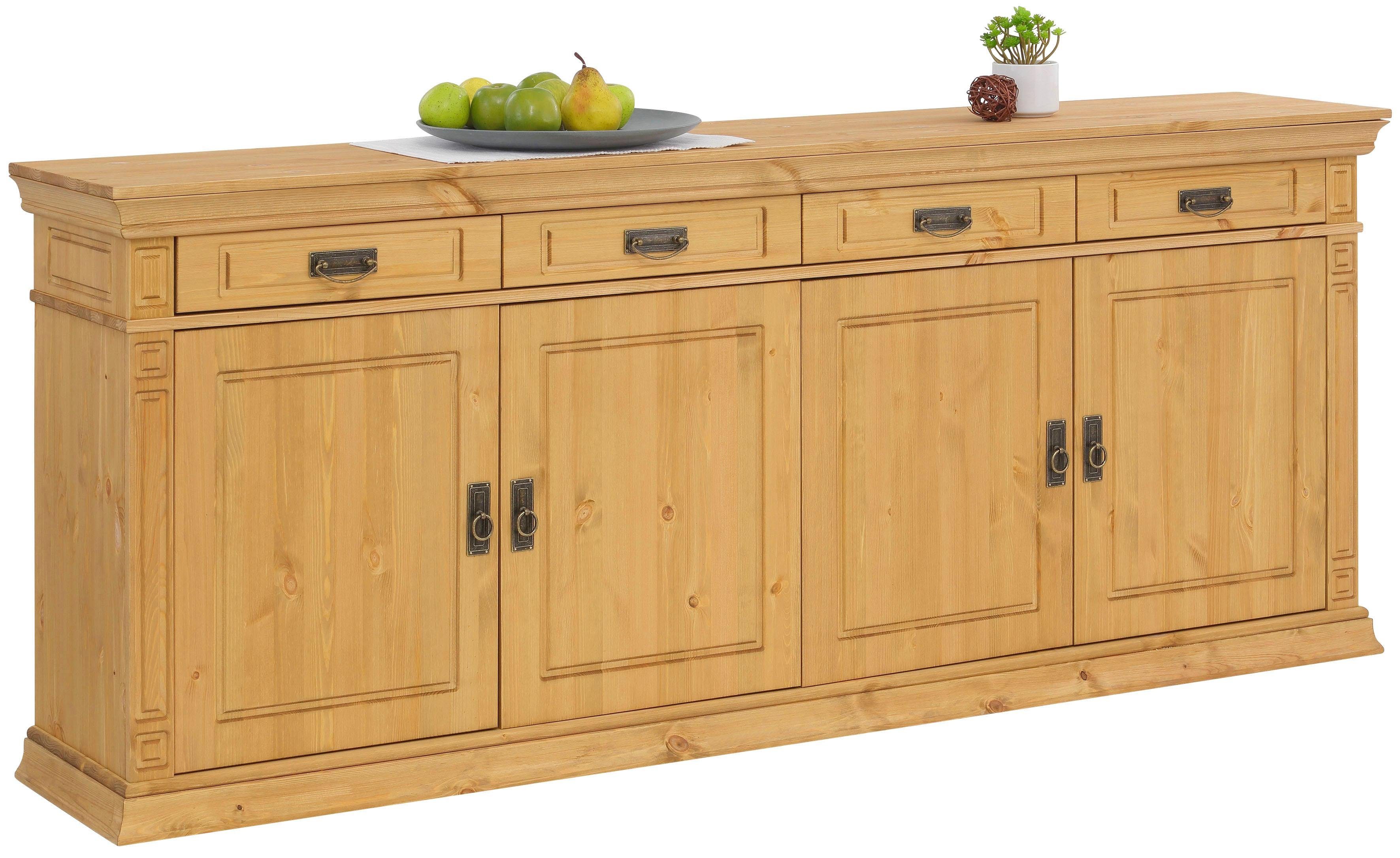Home affaire Dressoir Vinales Commode in klassieke landelijke stijl, breedte 202 cm dressoirs maat 202x39x83 cm beige