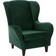 inosign fauteuil nico met overtrekstof in fluwelige look, met en zonder hocker groen