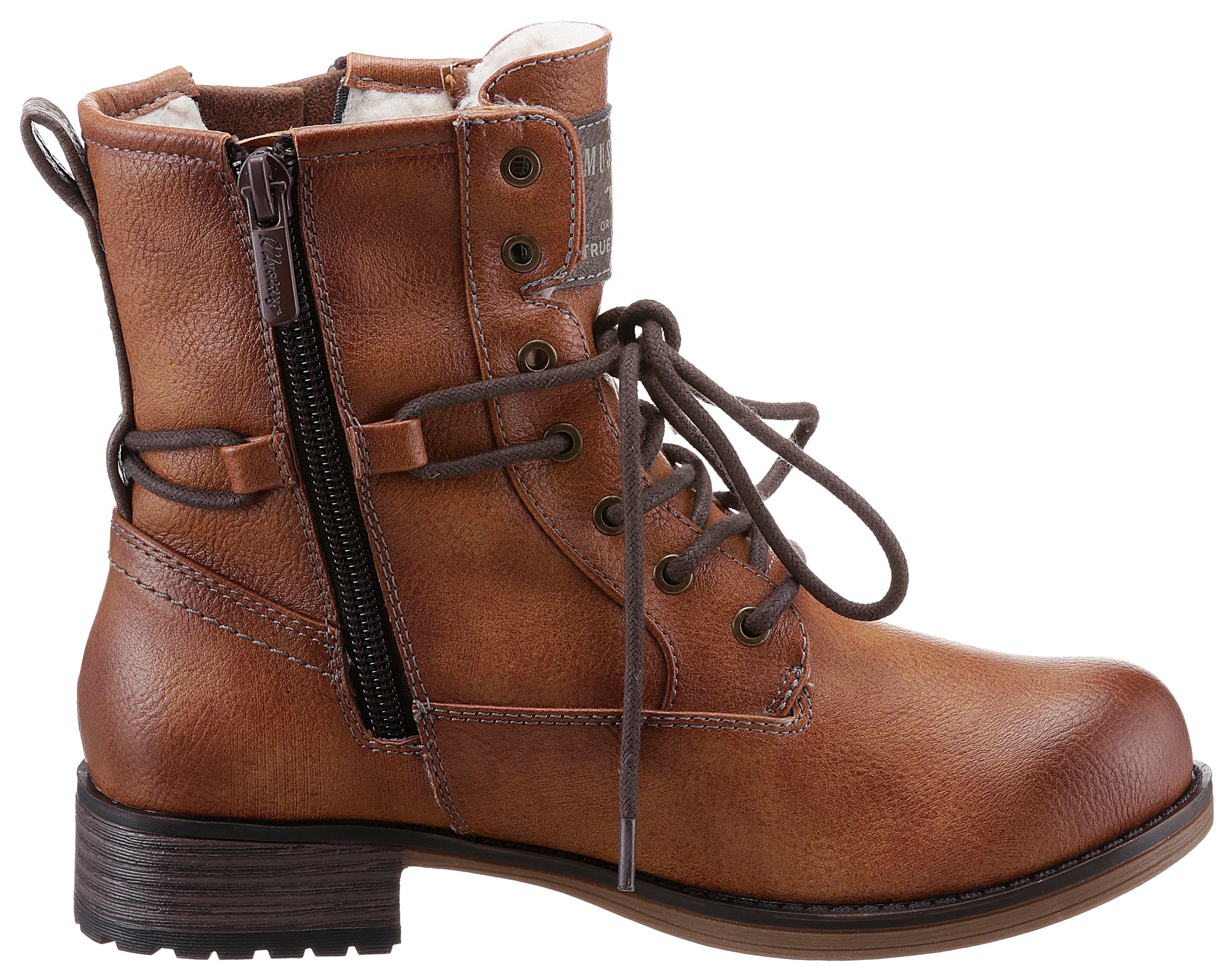 Mustang Shoes Winterlaarzen lace-up boots, ankle boots, block heel, with zipper