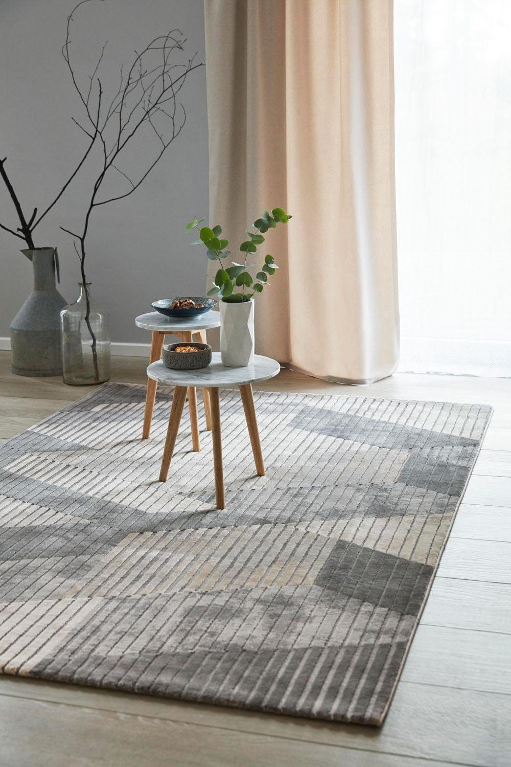 Esprit Vloerkleed Tamo Korte pool, reliëfstructuur, woonkamer