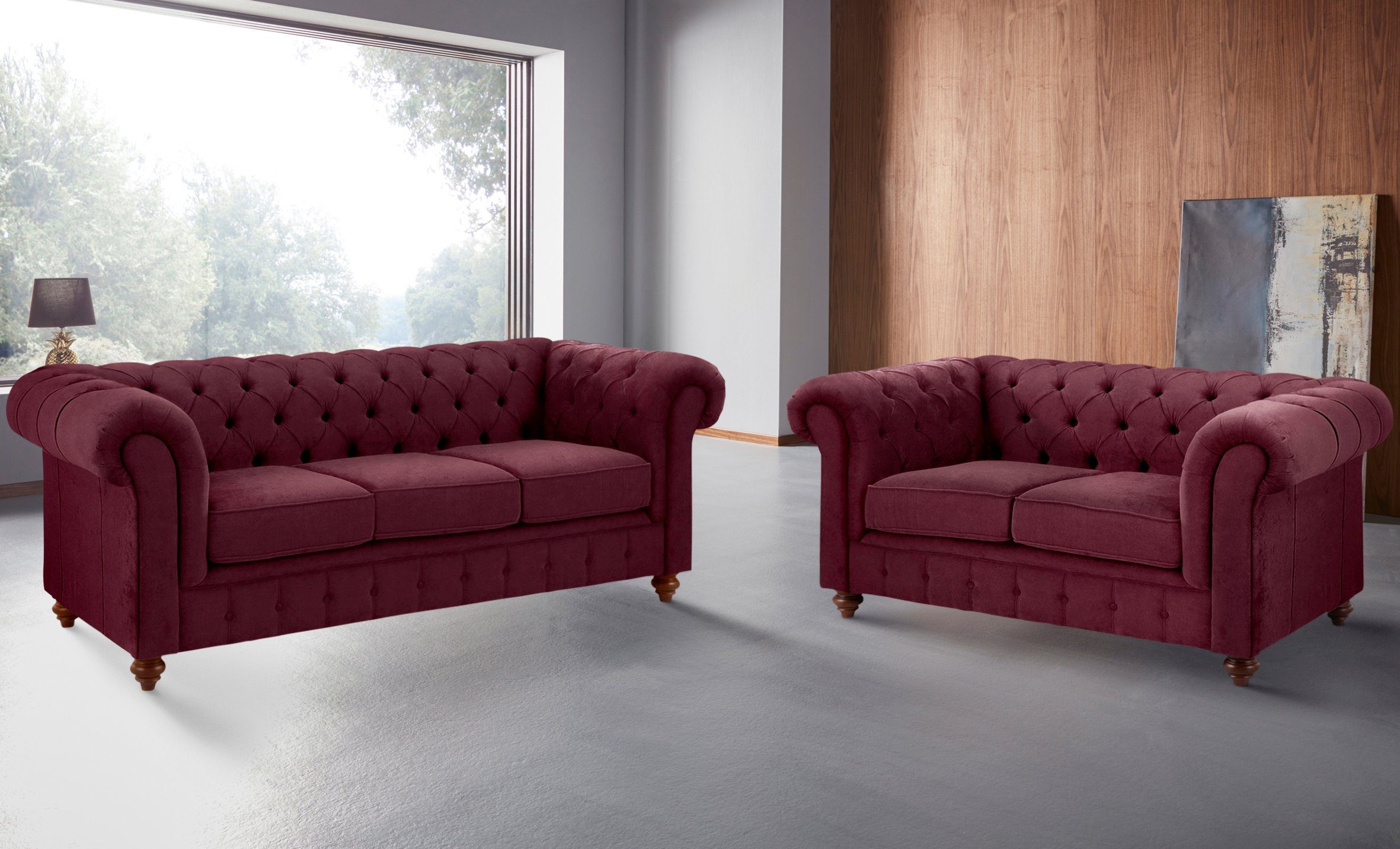 Home affaire Zithoek CHESTERFIELD hoogwaardige knoopdetails, bestaande uit 2- en 3-zitsbank (2-delig)