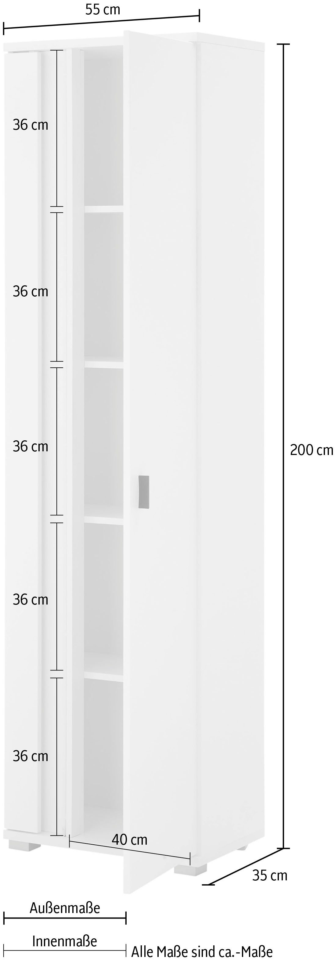 INOSIGN Multifunctionele kast Long Island in moderne trendkleur, inclusief verticale verlichting, breedte 55 cm (1 stuk)