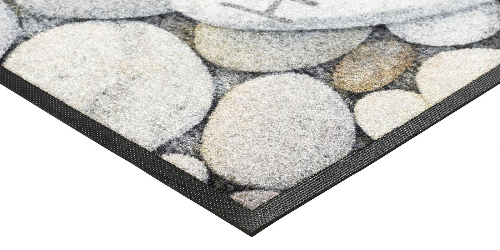 wash+dry by Kleen-Tex Mat Pebble Stones Inloopmat, motief kiezelstenen, met tekst, antislip