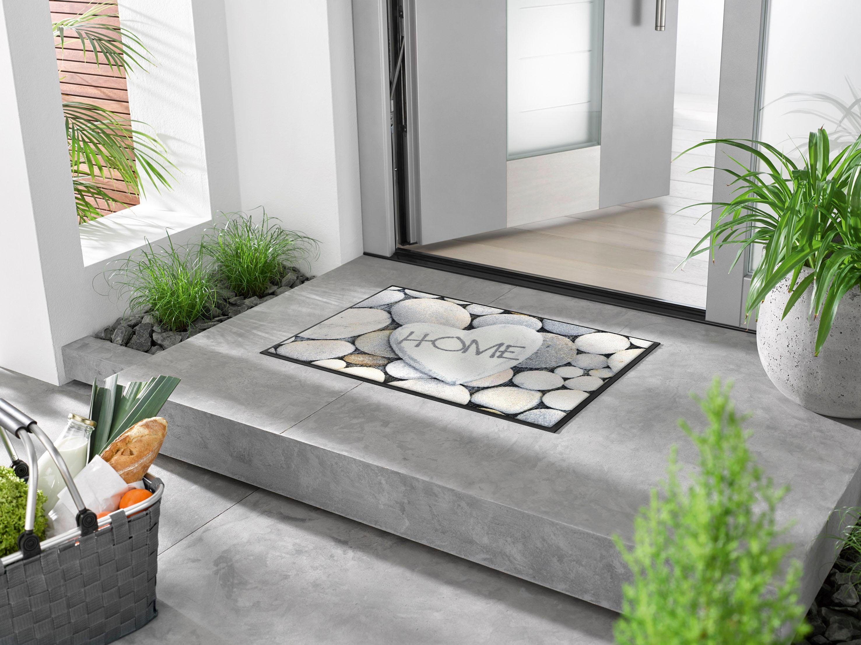 wash+dry by Kleen-Tex Mat Pebble Stones Inloopmat, motief kiezelstenen, met tekst, antislip