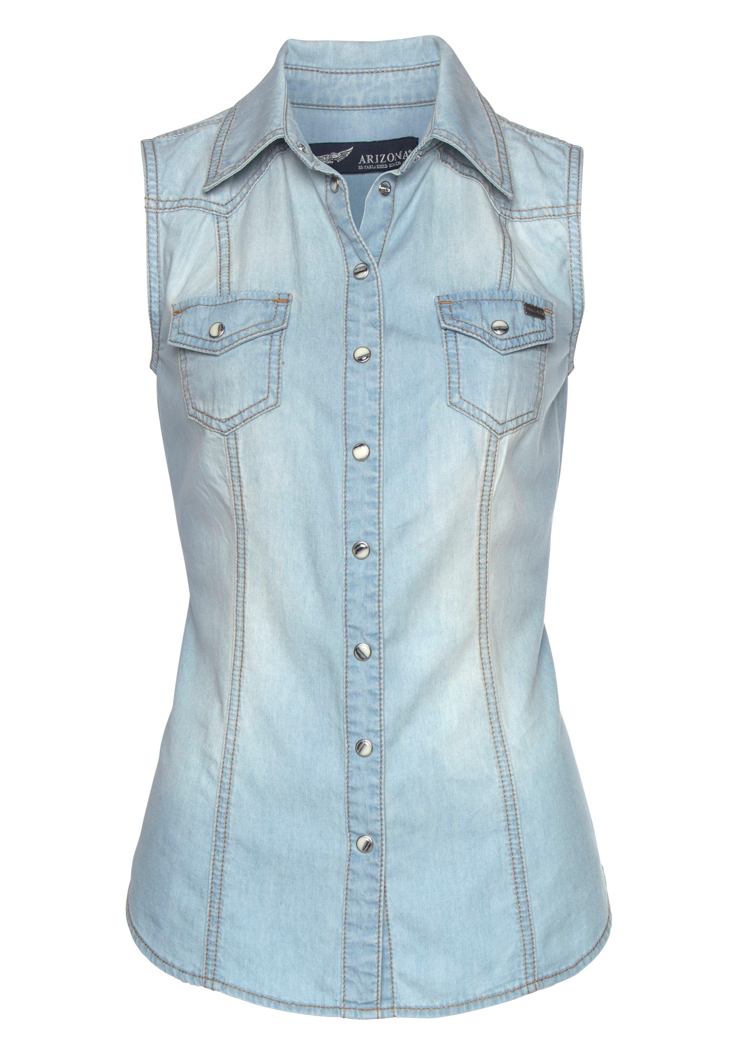 Arizona Jeans blouse met knopen in parelmoer-look