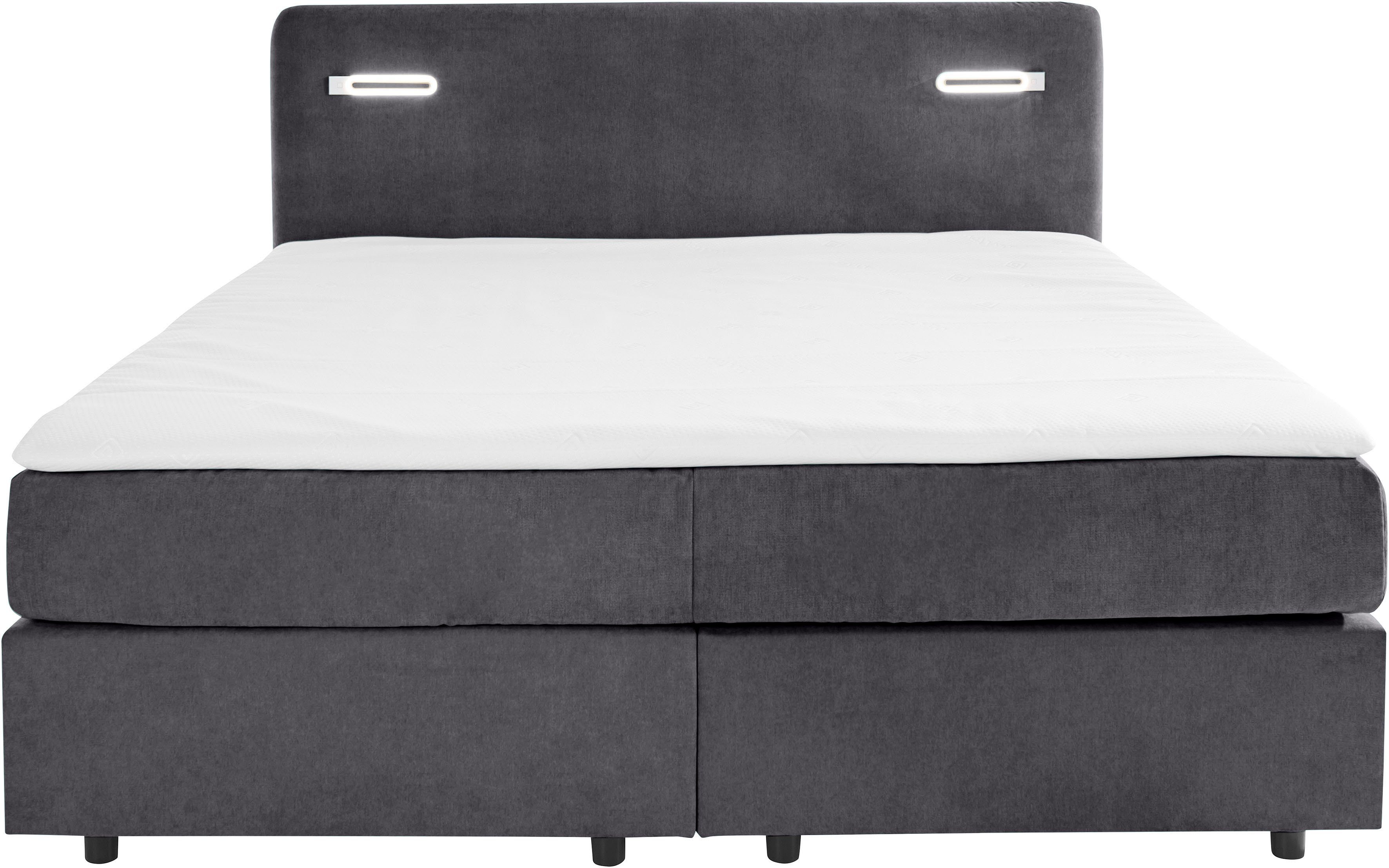 INOSIGN Boxspring Luan Laden, ledverlichting en topmatras, in breedte 120 cm en 180 cm