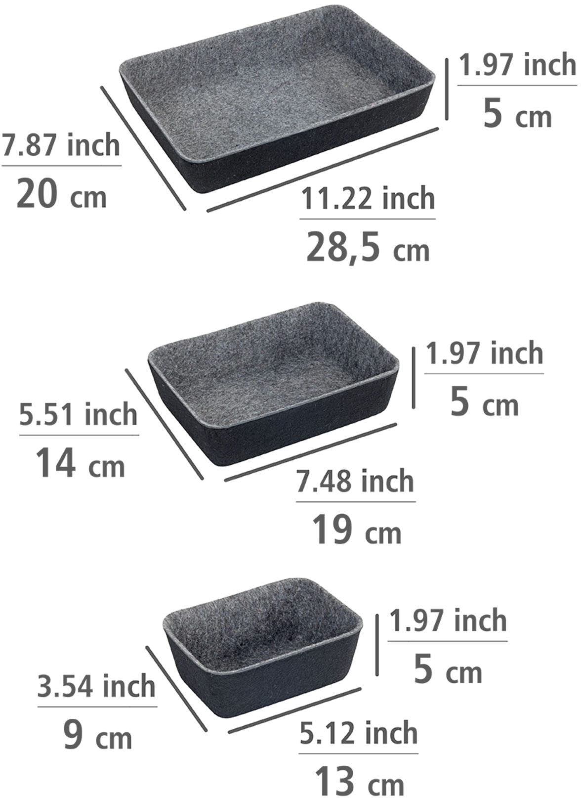 WENKO Organizer Opbergdozen voor lades, 3 maten, gerecycled polyester vilt (set, 7-delig)