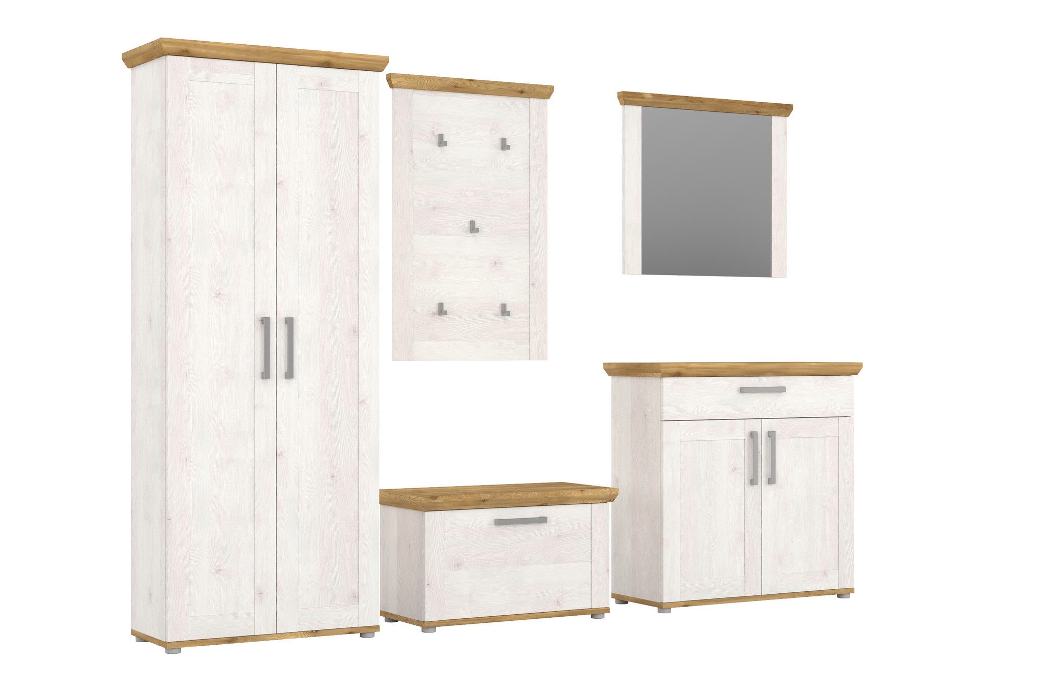 Home affaire Halmeubelset Cosenza, Breedte ca. 285 cm, 2-kleurig, 5-delig, bestaande uit: (5 stuks)