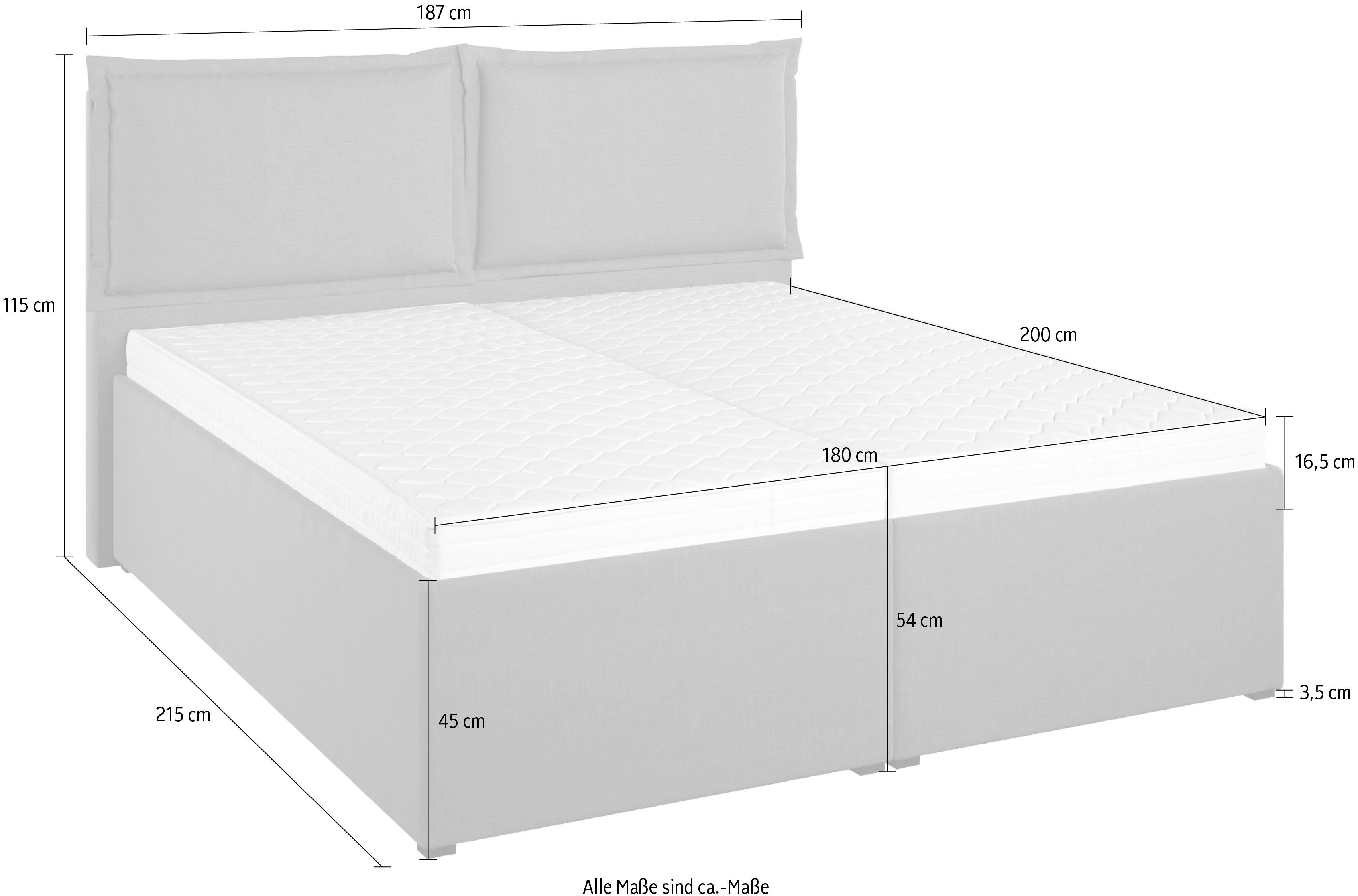 Maintal Gestoffeerd bed Lyara naar keuze zonder matras of kies uit 3 matrassoorten