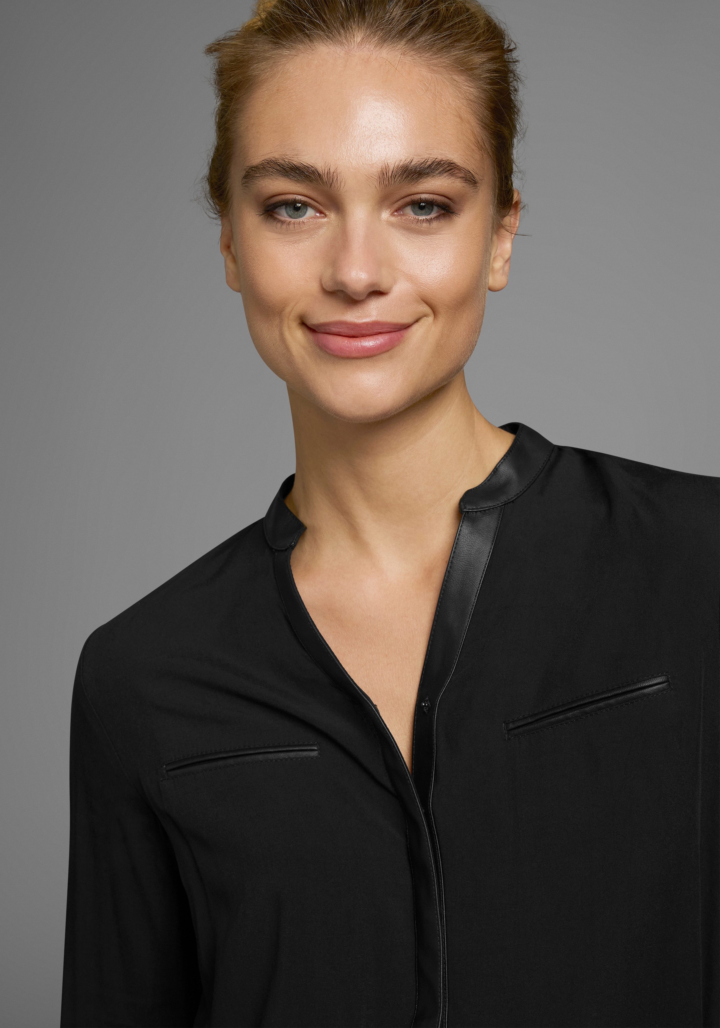 AJC Overhemdblouse met details van imitatieleer