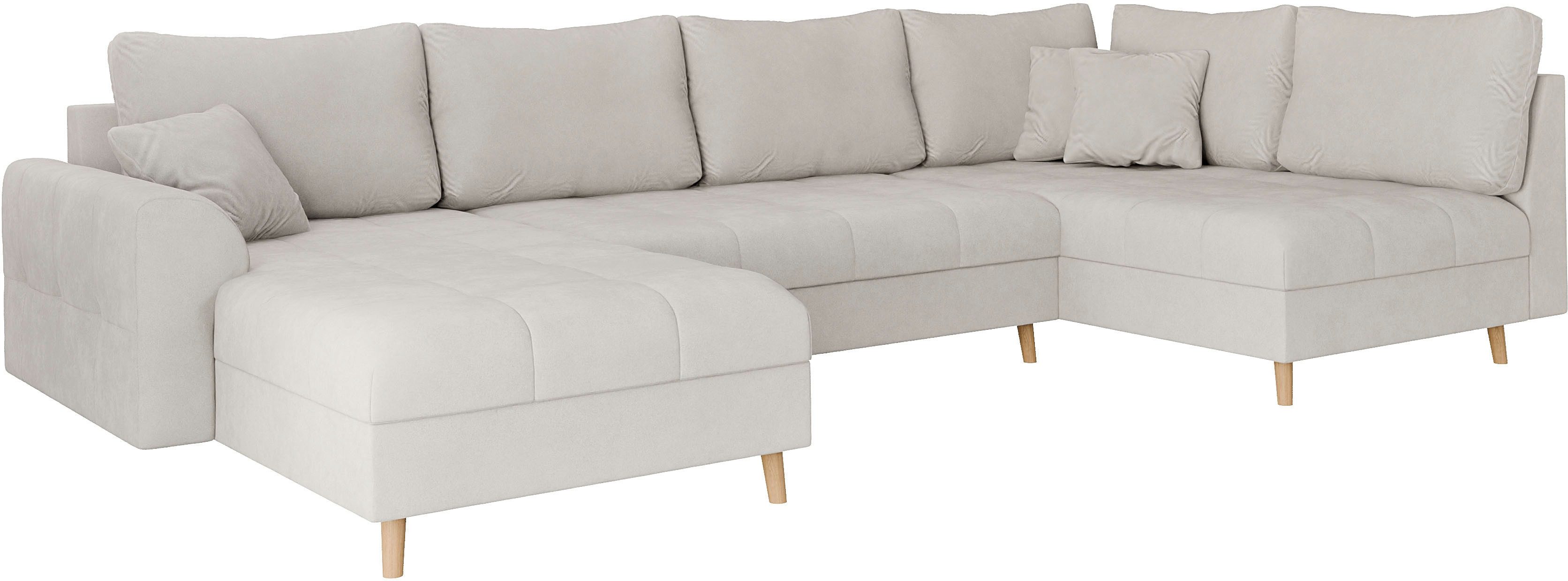 Home affaire Zithoek CHARRE U-vorm met ottomane, afmetingen B/D/H: 310/161/81 cm fijne stiksels, losse rug- en sierkussens, ook in cord en bouclé