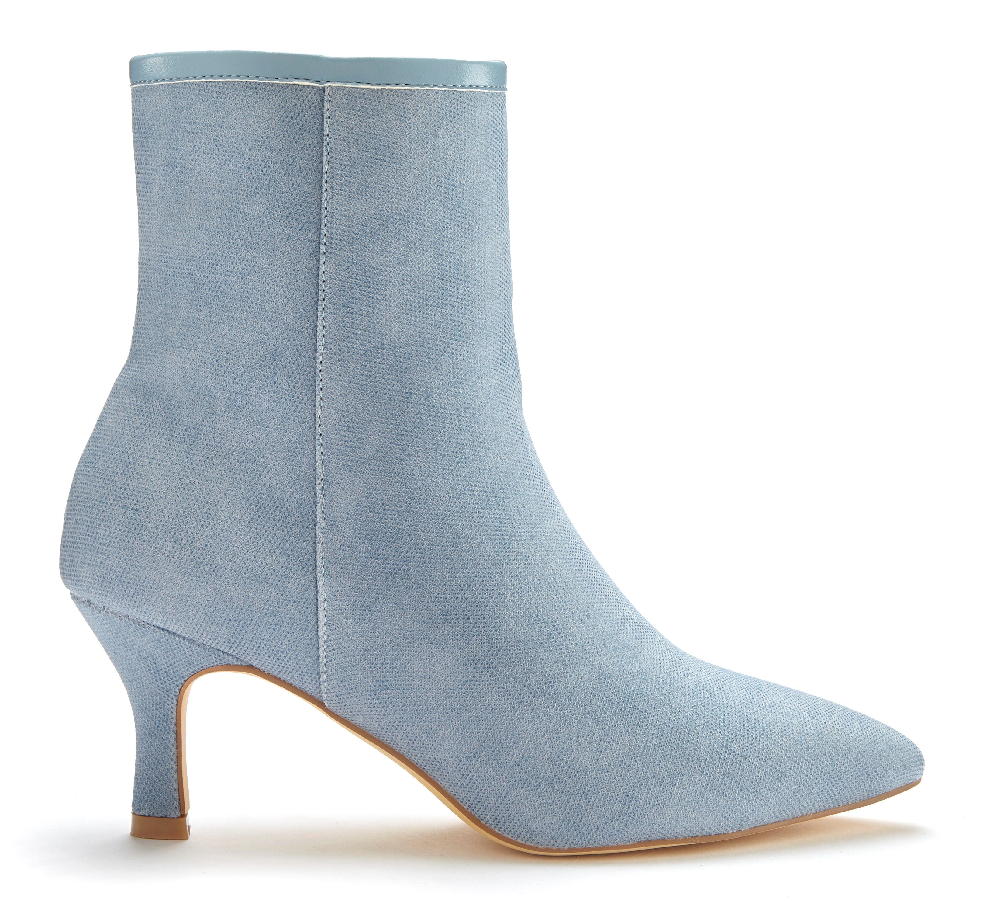 Lascana Laarsjes High-heel enkellaars in denim-look VEGAN