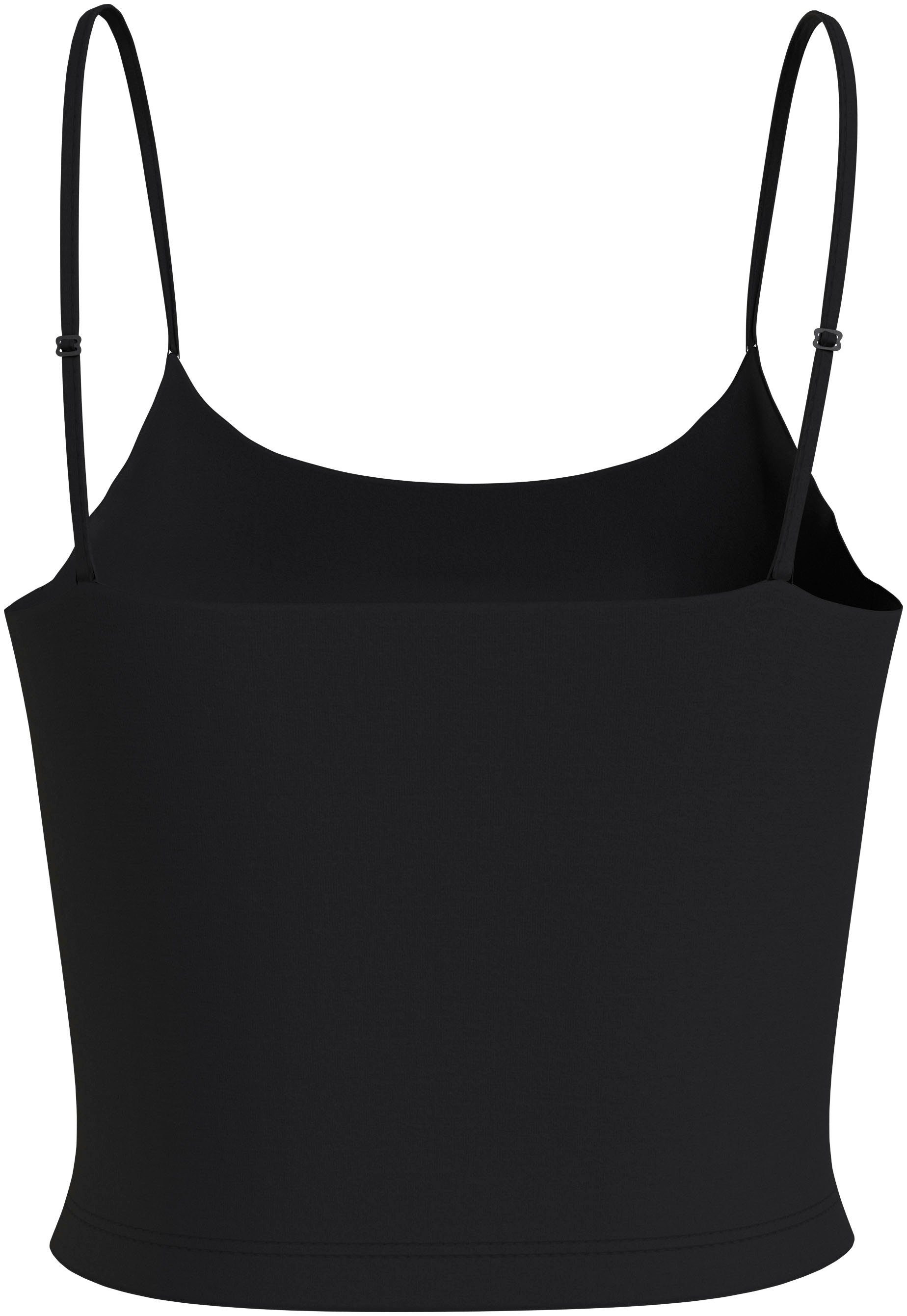 TOMMY JEANS Top met spaghettibandjes Crop Essential Strap Tank Top, kort met verstelbare spaghettibandjes merklogo