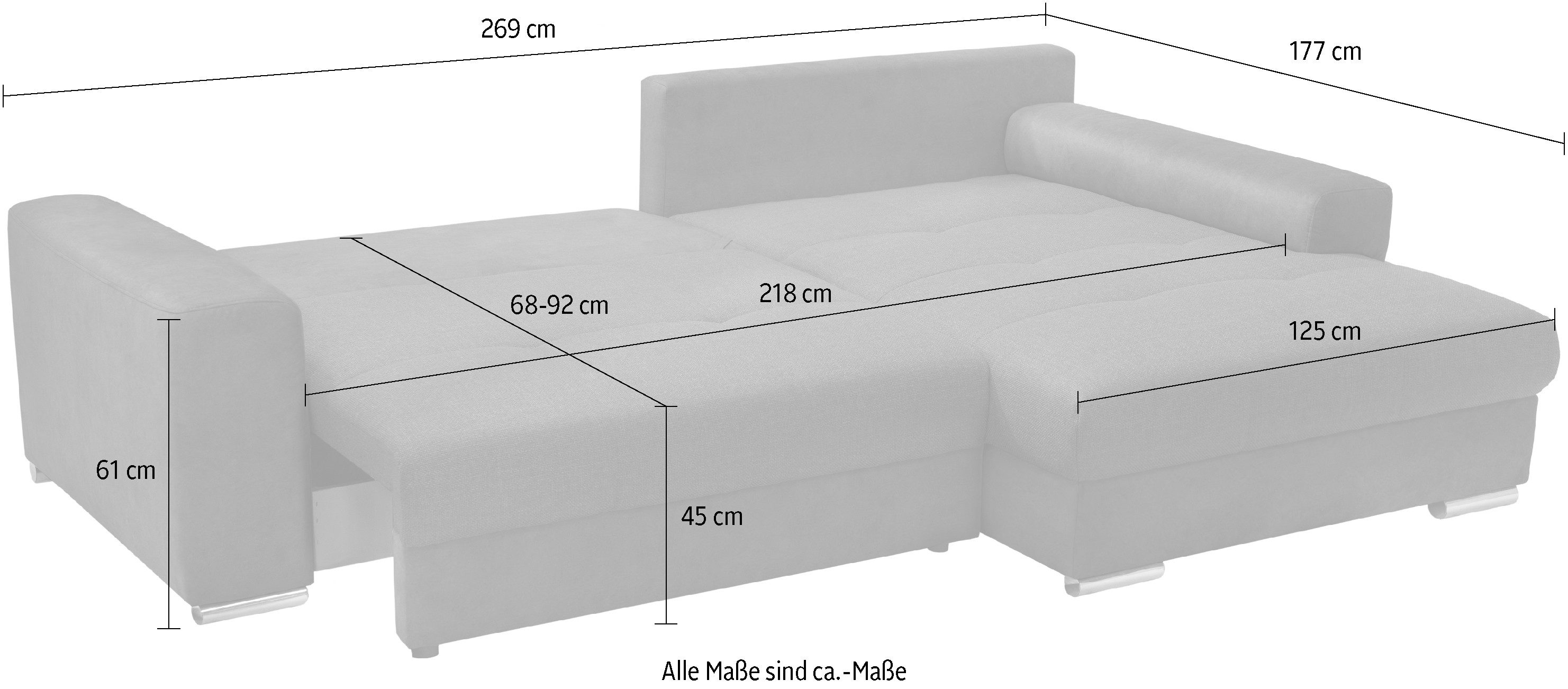 exxpo - sofa fashion Hoekbank Larnaca, incl. bedfunctie en opbergruimte, comfortabel en gezellig,