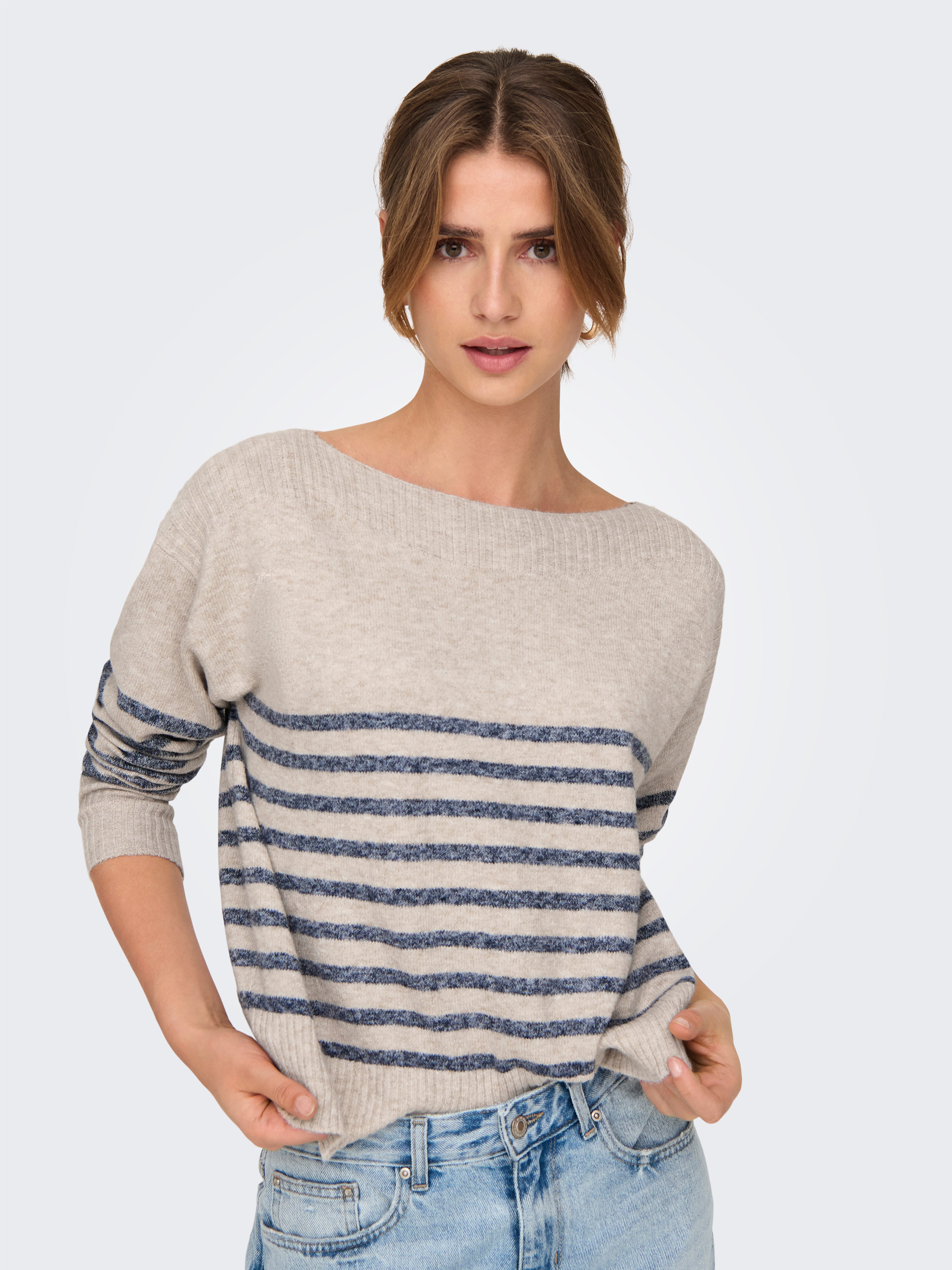 Only Gebreide trui ONLGLORY LIFE LS BOATNECK CC KNT