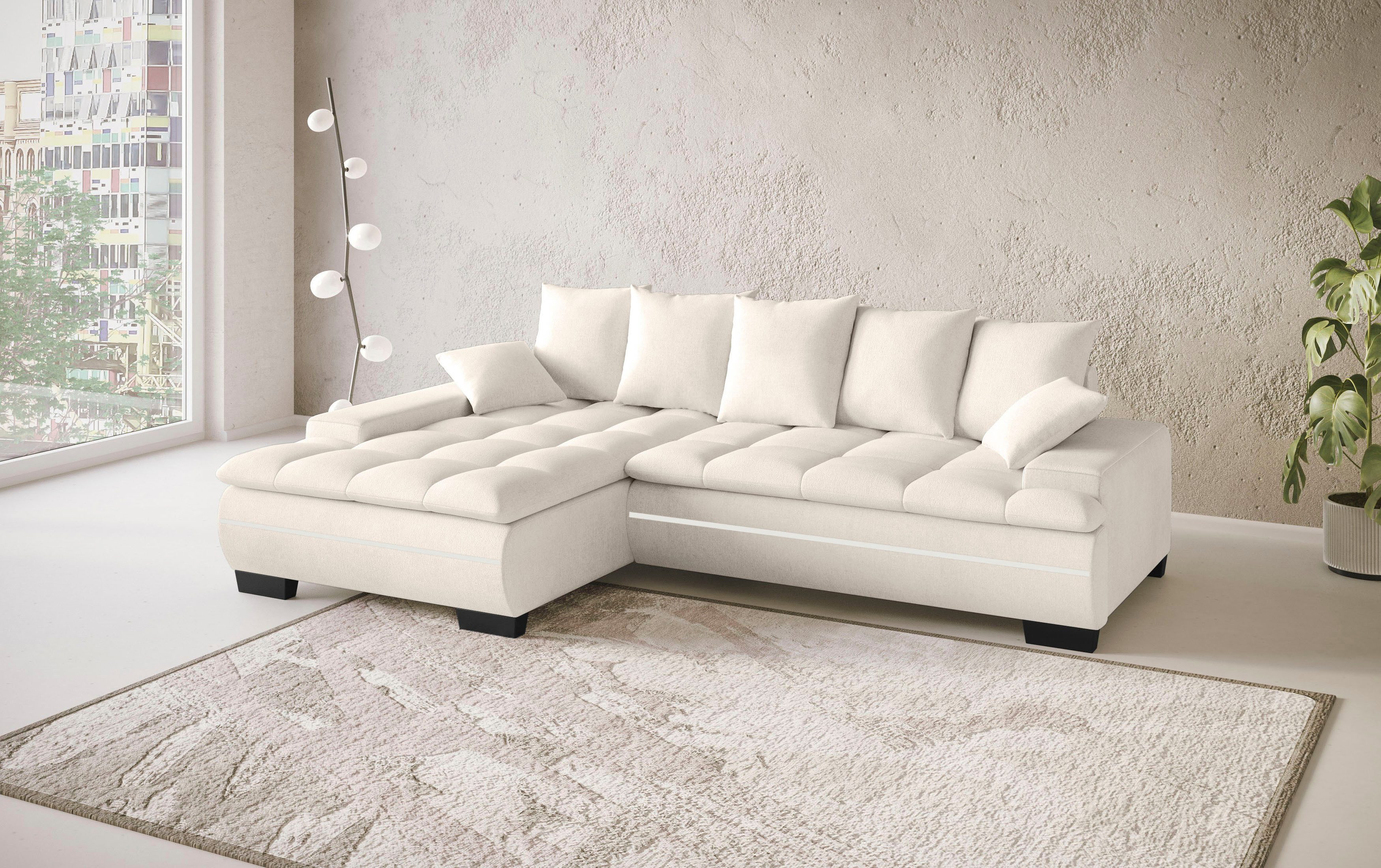 Mr. Couch Hoekbank Haiti II, L-vorm RGB-LED verlichting, koudschuim, optioneel met bed, bedlade