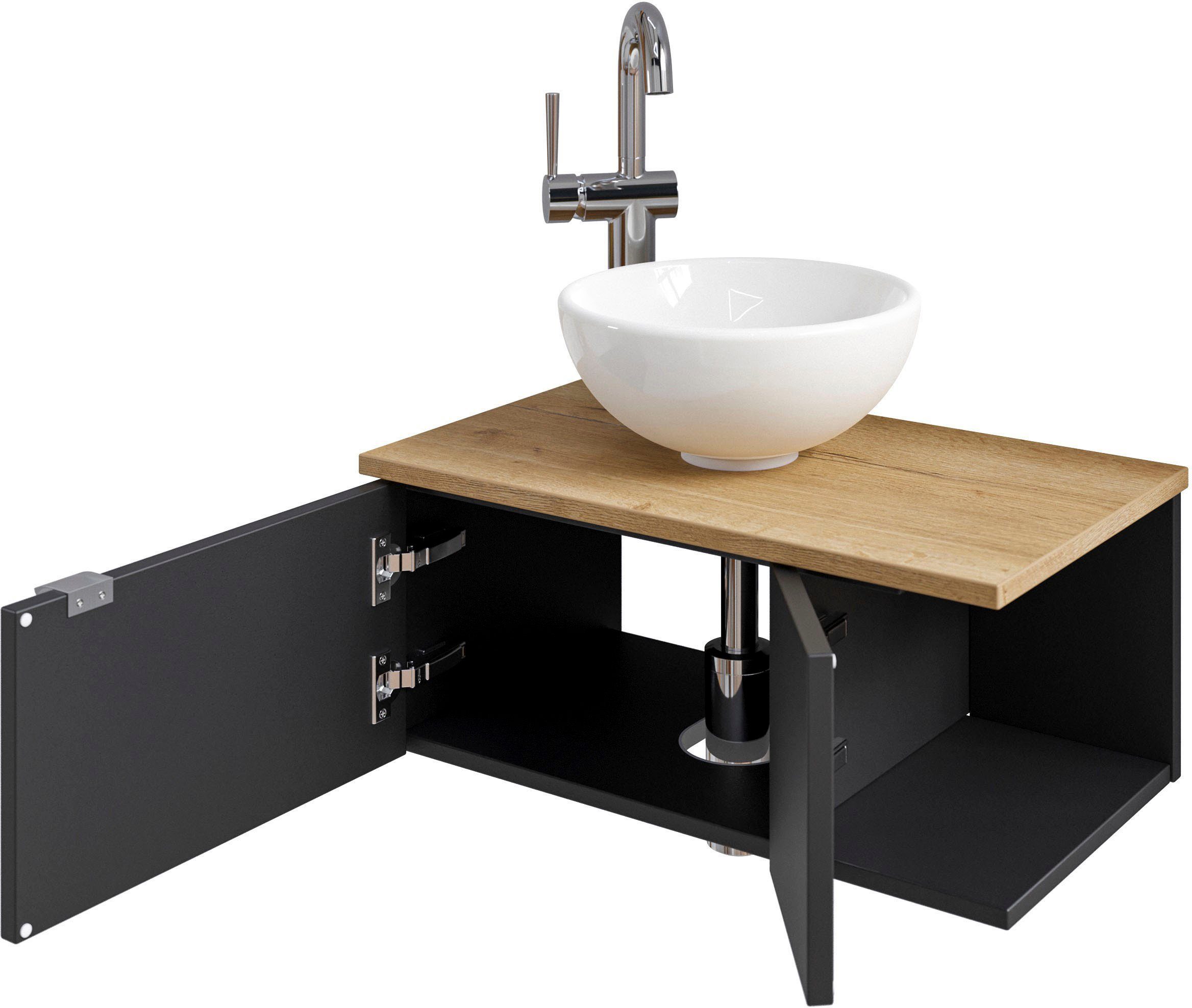 Saphir Wastafelonderkast Serie 6915 wastafel met onderkast voor gastenbadkamer, tweede toilet (3-delig)