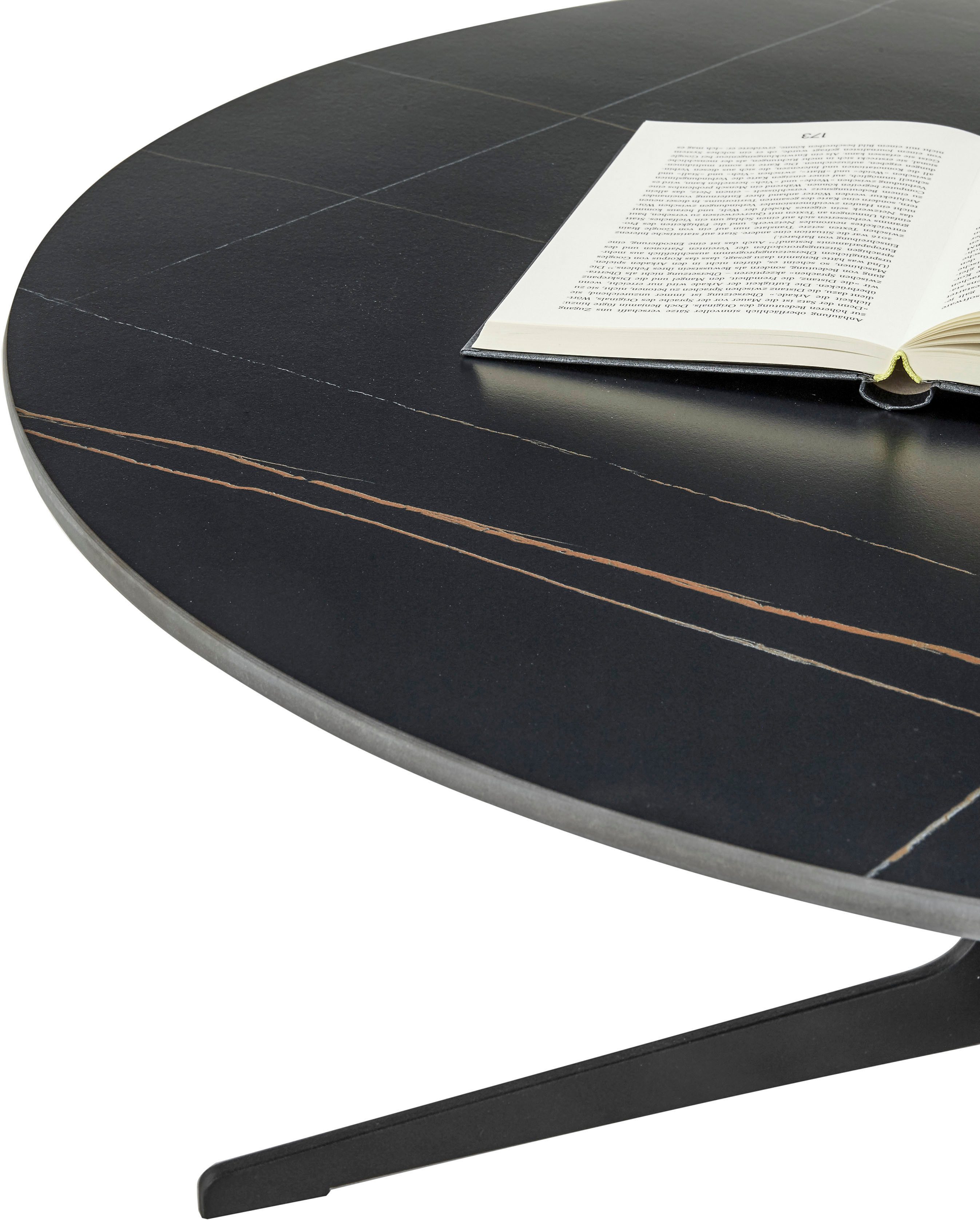 Stolkom Salontafel LENA rond zwart keramiek, tafel met zwart onderstel