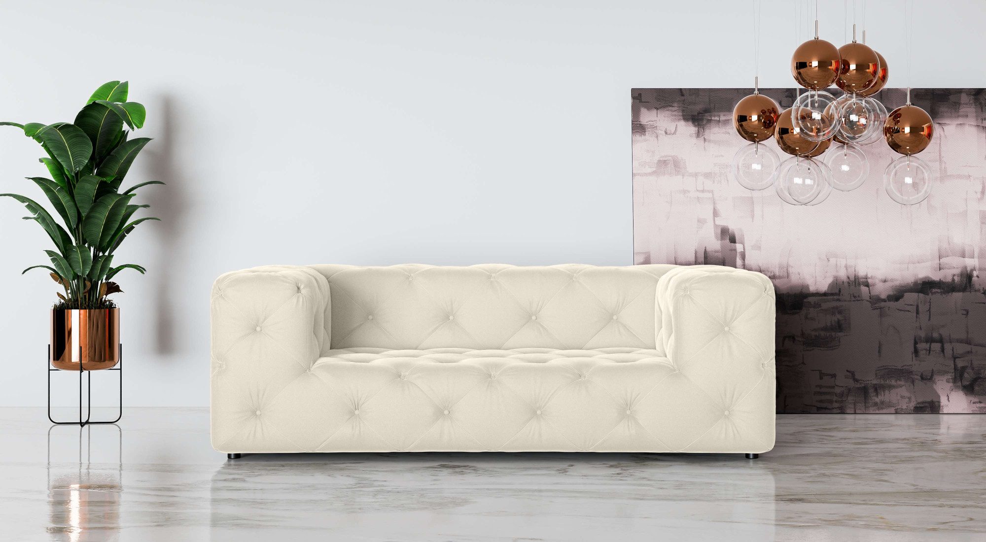 Places of Style 2-zitsbank FOLLINA 2-zits bank met klassieke chesterfield knoopverwerking