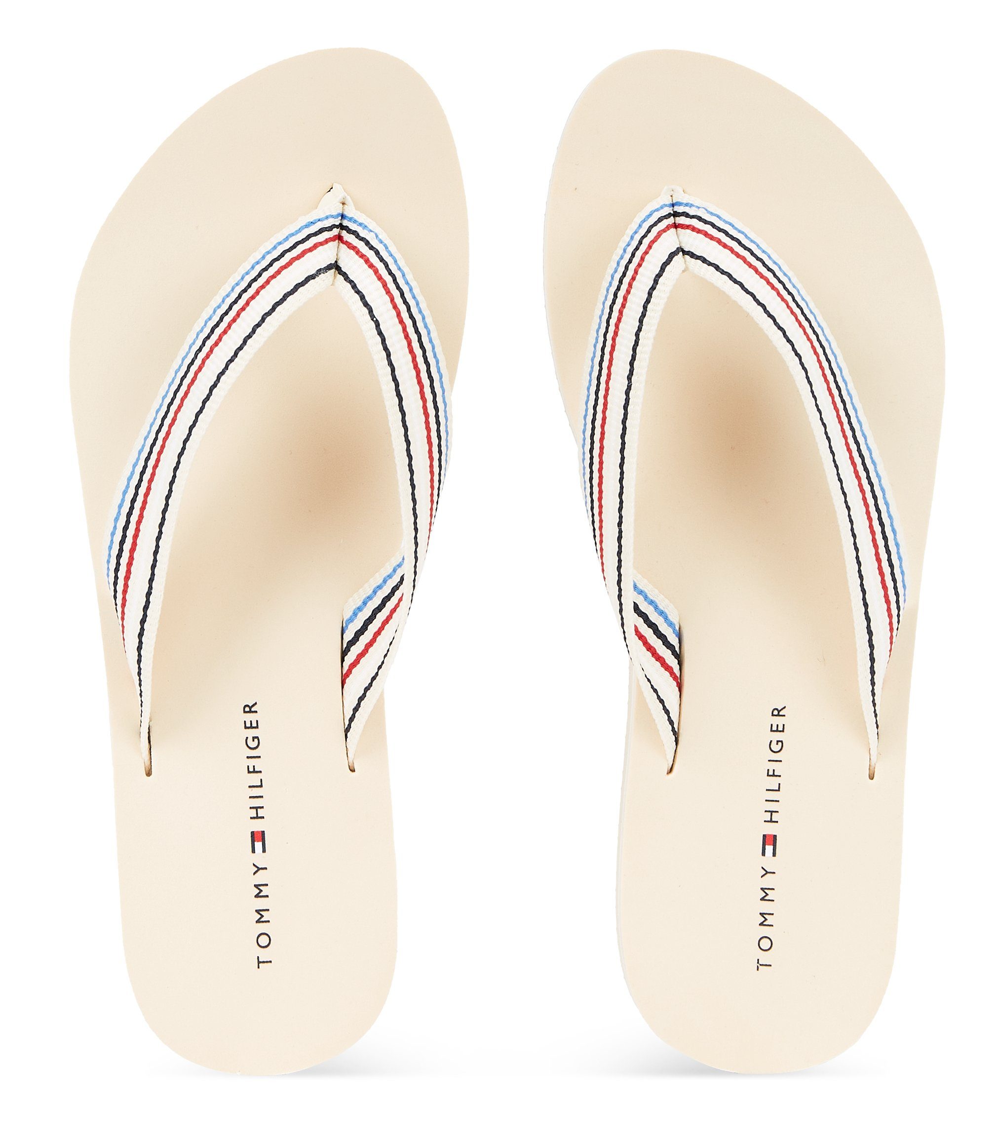 Tommy Hilfiger Teenslippers TH STRIPES BEACH SANDAL , zomerschoen, slippers, poolslides met kleurrijke strepen