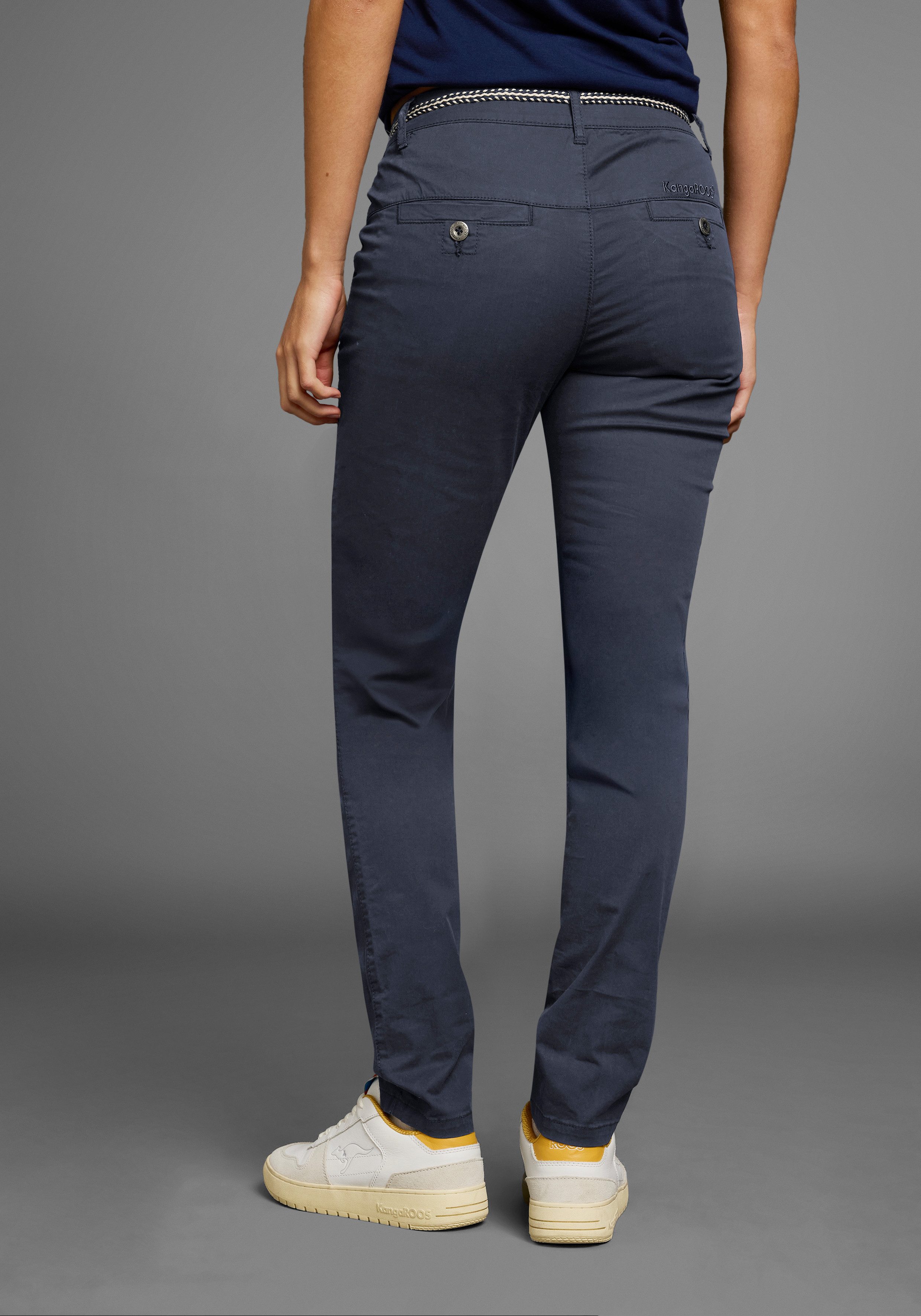 KangaROOS Chino in smal model, met koord te strikken (set, 2-delig, Met riem)