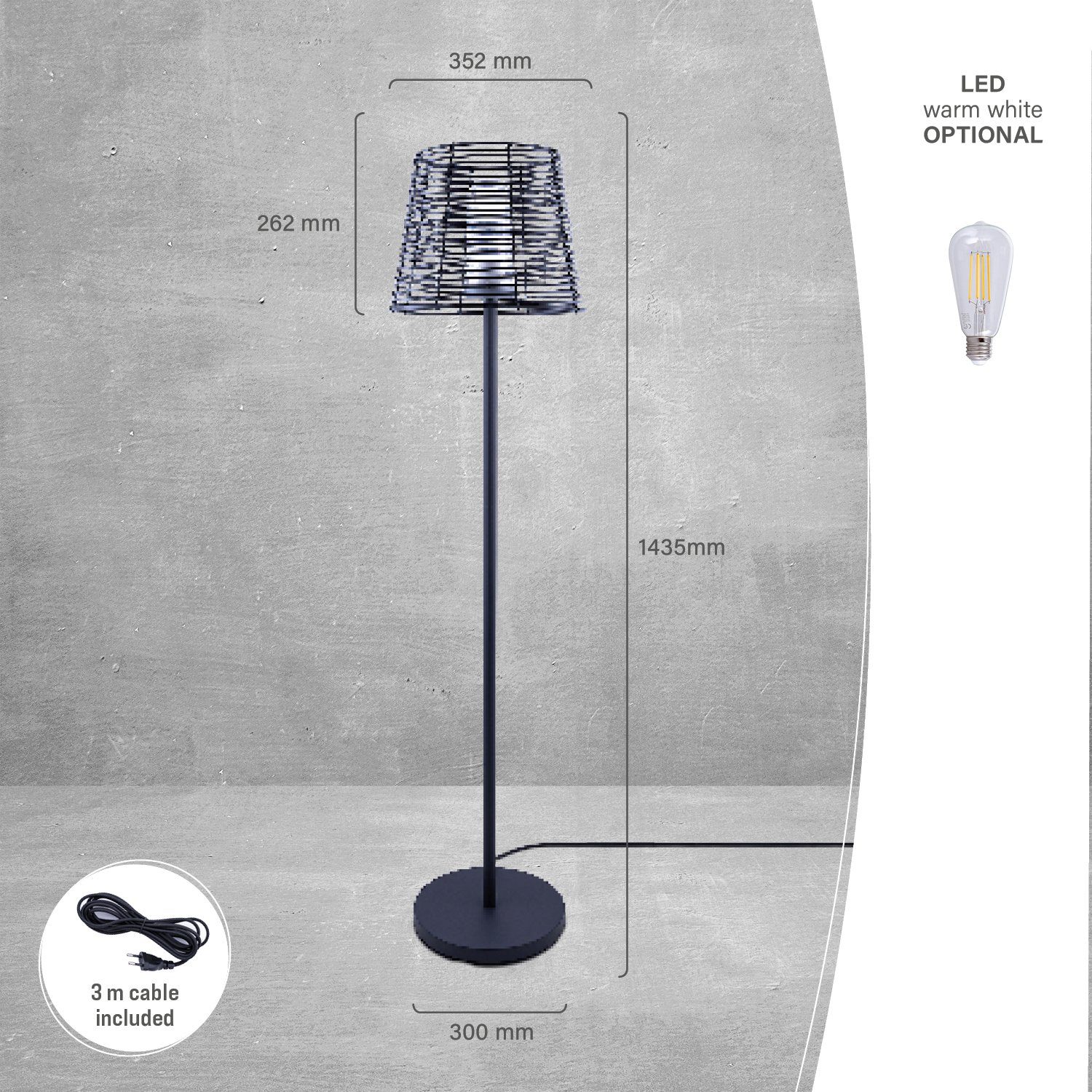 Paco Home Staande lamp JAD, In- & Outdoor Buitenlamp, E27, moderne uitstraling, IP44 spuitwaterdicht