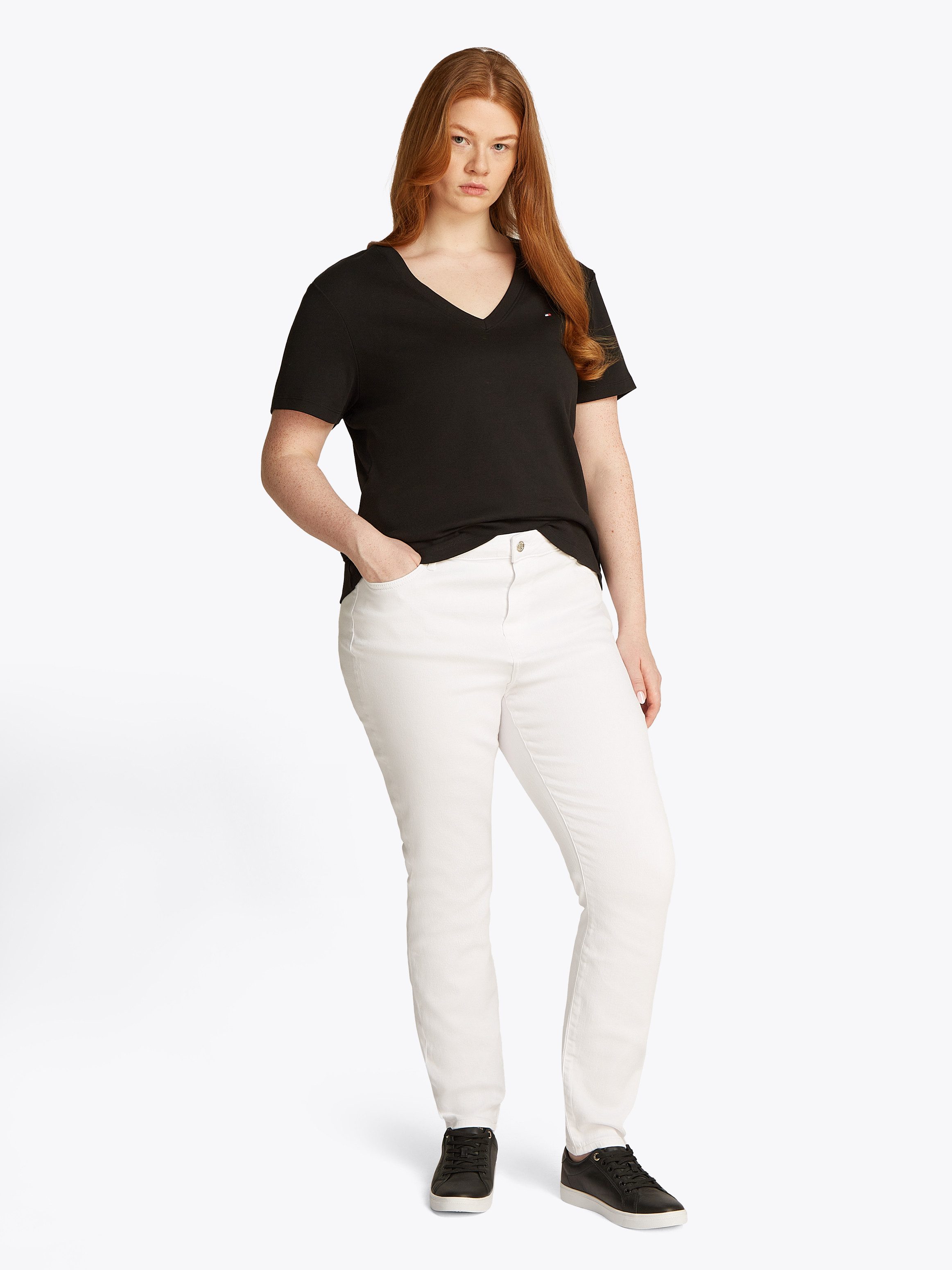 Tommy Hilfiger Curve Skinny fit jeans CRV HARLEM U SKINNY HW CLR in grote maten, tommy jeans logo-badge, stoned wash look