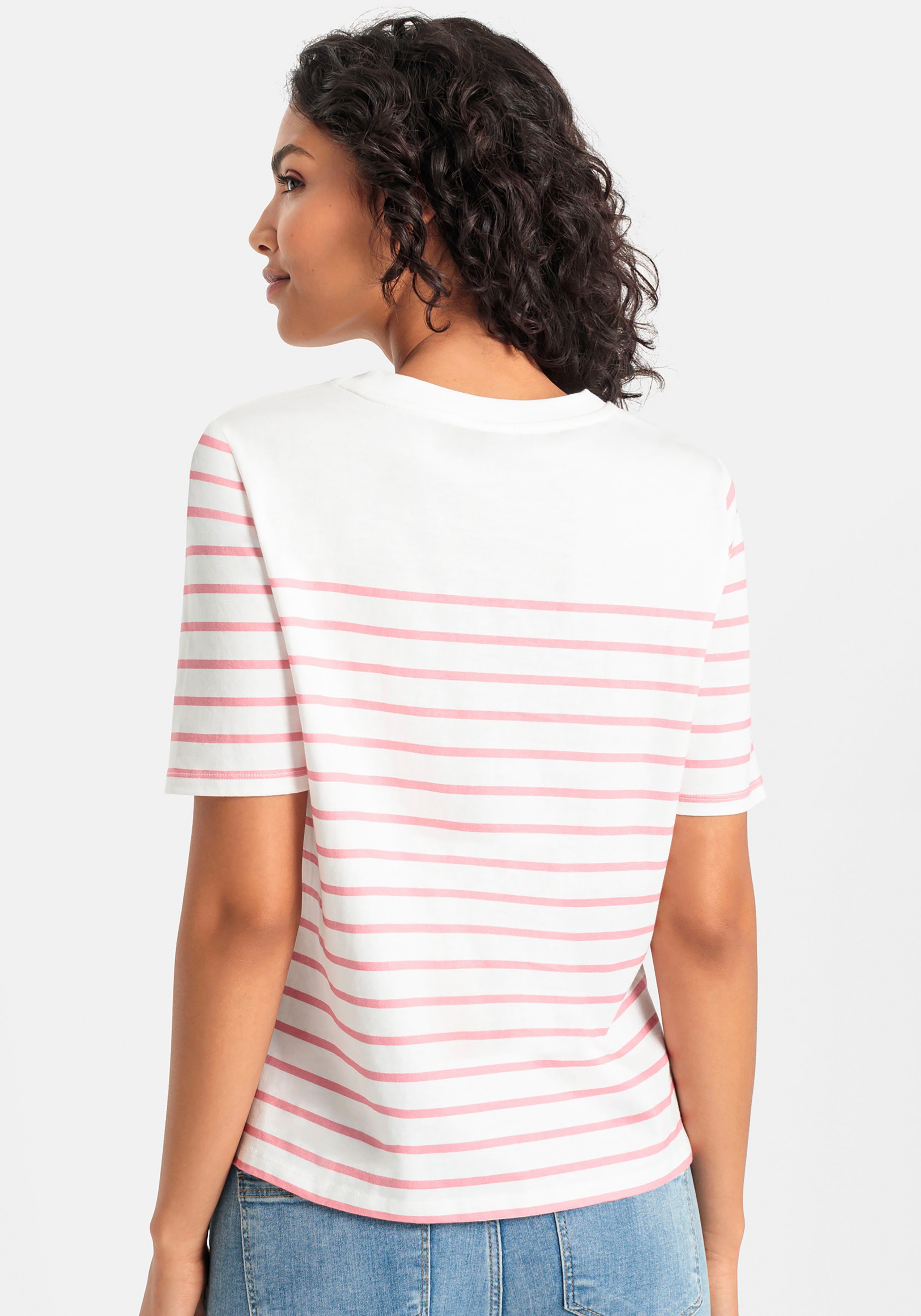Lascana T-shirt met strepen, katoenen shirt met korte mouwen, slanke look, basic