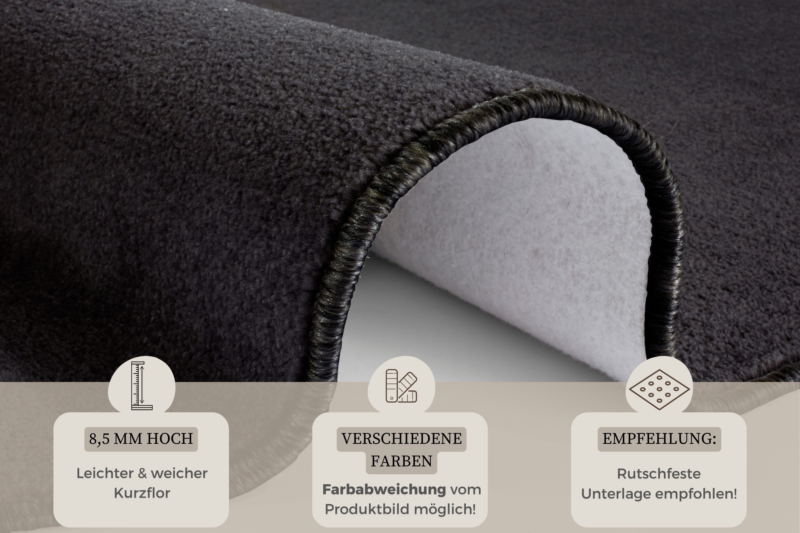 HANSE Home Vloerkleed Shashi Korte pool, unikleur, vloerkleed, zacht, eetkamer, kinderkamer, hal