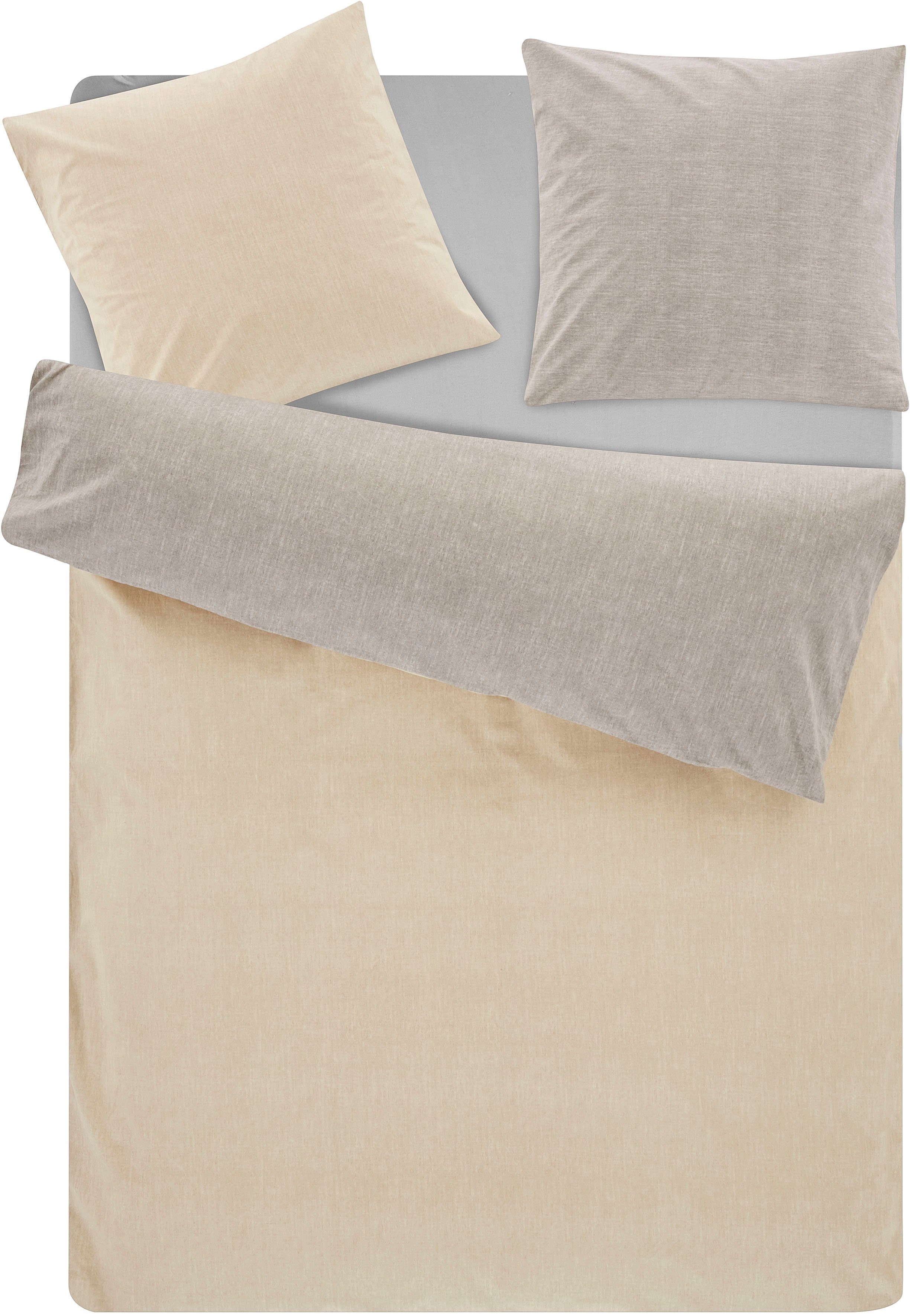 Bruno Banani Tweezijdig te gebruiken overtrekset Merlijn in mt. 135x200 of 155x220 cm Katoenen bedlinnen, linnen-look in mêlee-look (2-delig)