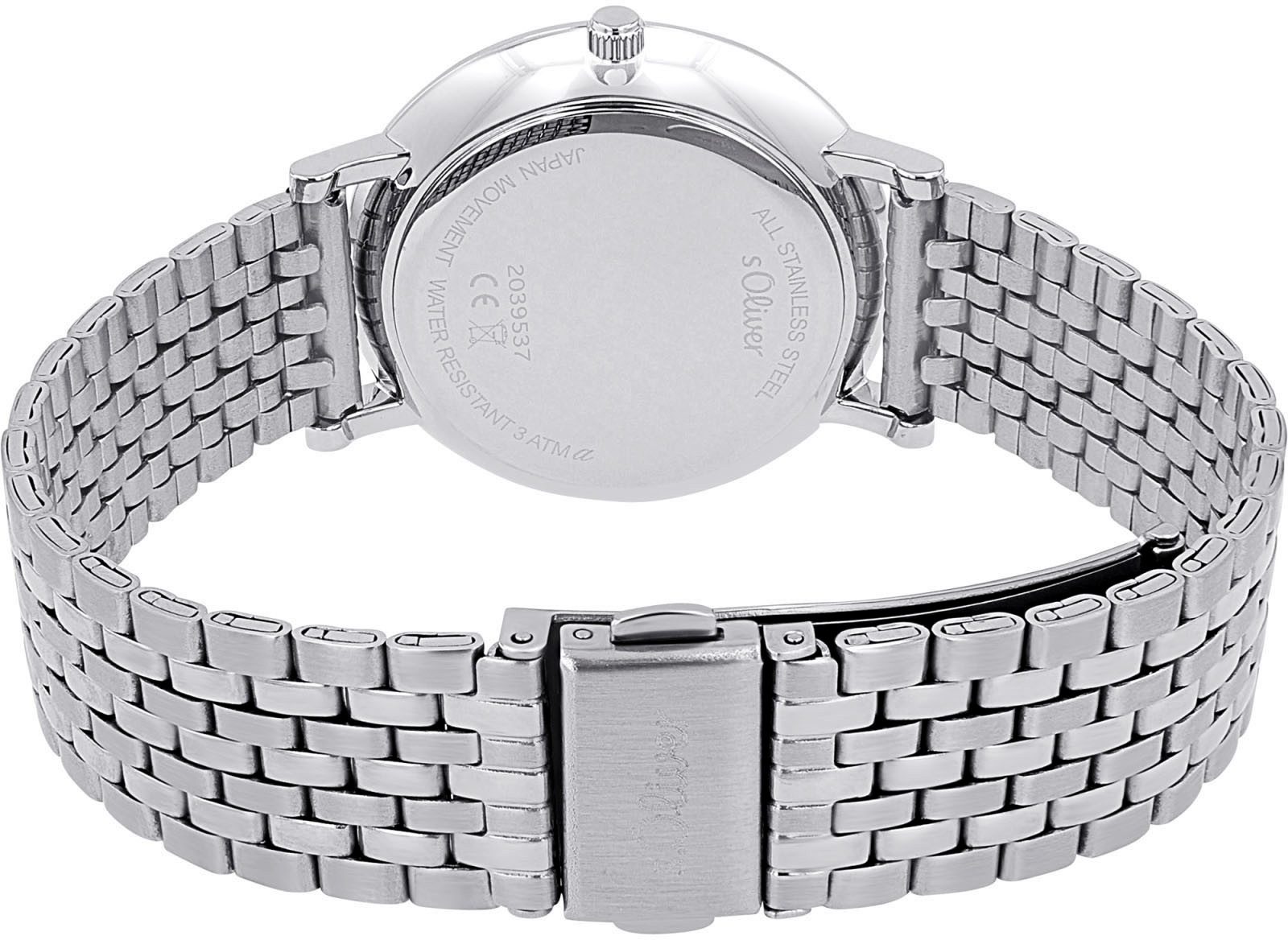 s.Oliver Kwartshorloge Horloge, dameshorloge, stalen band, analoog, zirkonia (synth.)