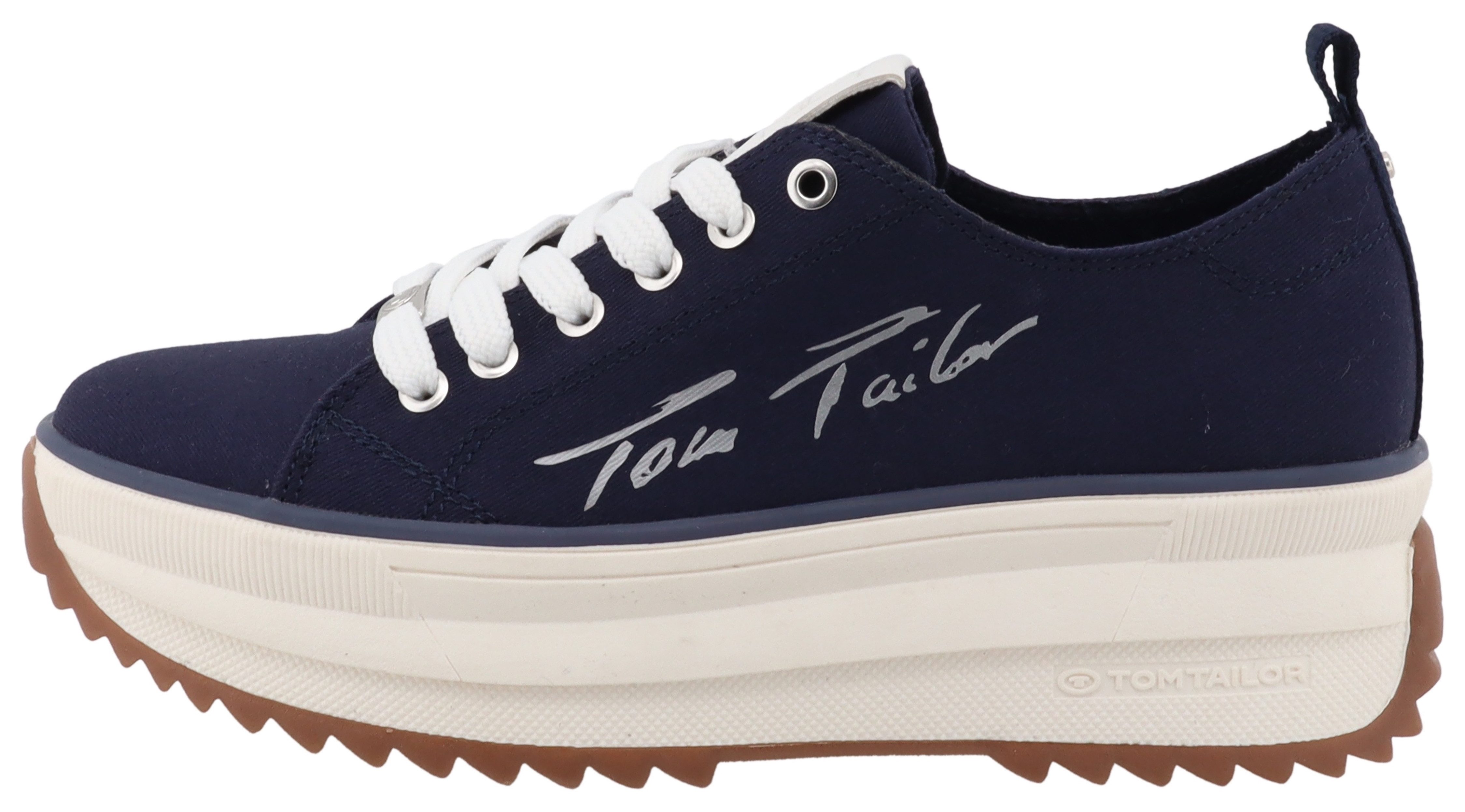 Tom Tailor Plateausneakers , vrijetijdsschoen, lage schoen, veterschoen met zijlogo