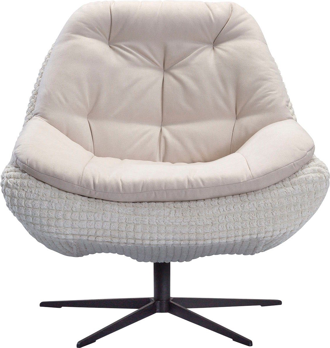 exxpo - sofa fashion Draaibare fauteuil Dim, loungestoel in materiaalmix, design en comfort, solitair meubel Comfortabel gestoffeerde draaifauteuil met elegante metalen stervormige voet