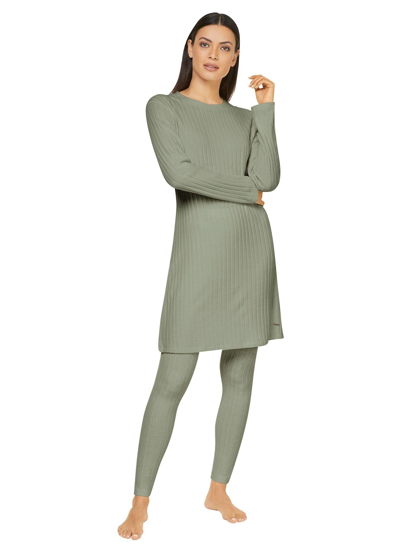 feel good Shirt met lange mouwen Lang shirt (1-delig) dames longsleeves maat 36/38 groen