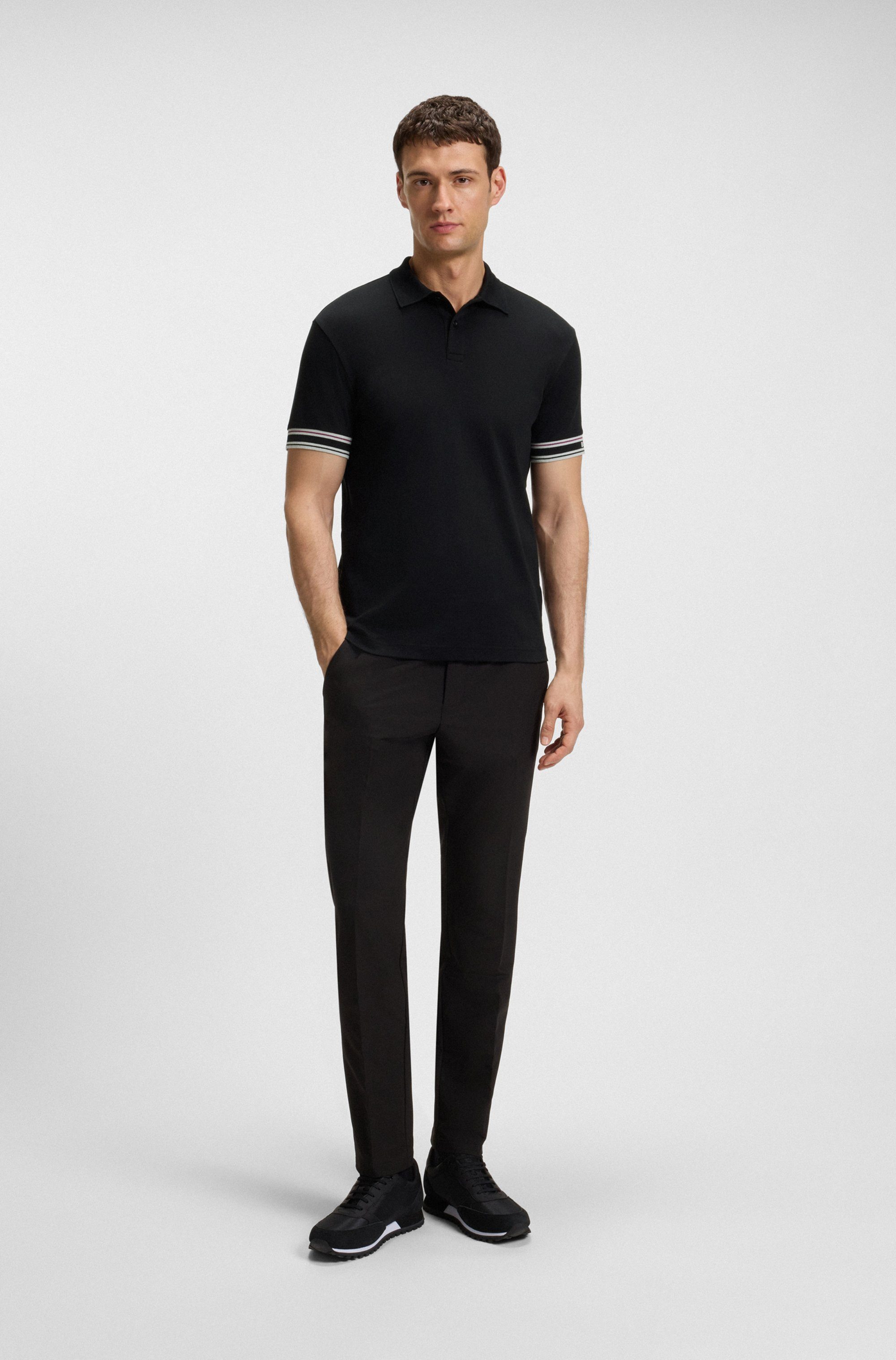 BOSS GREEN Poloshirt Polo Zone met piqué-strepen en een logo op de mouw