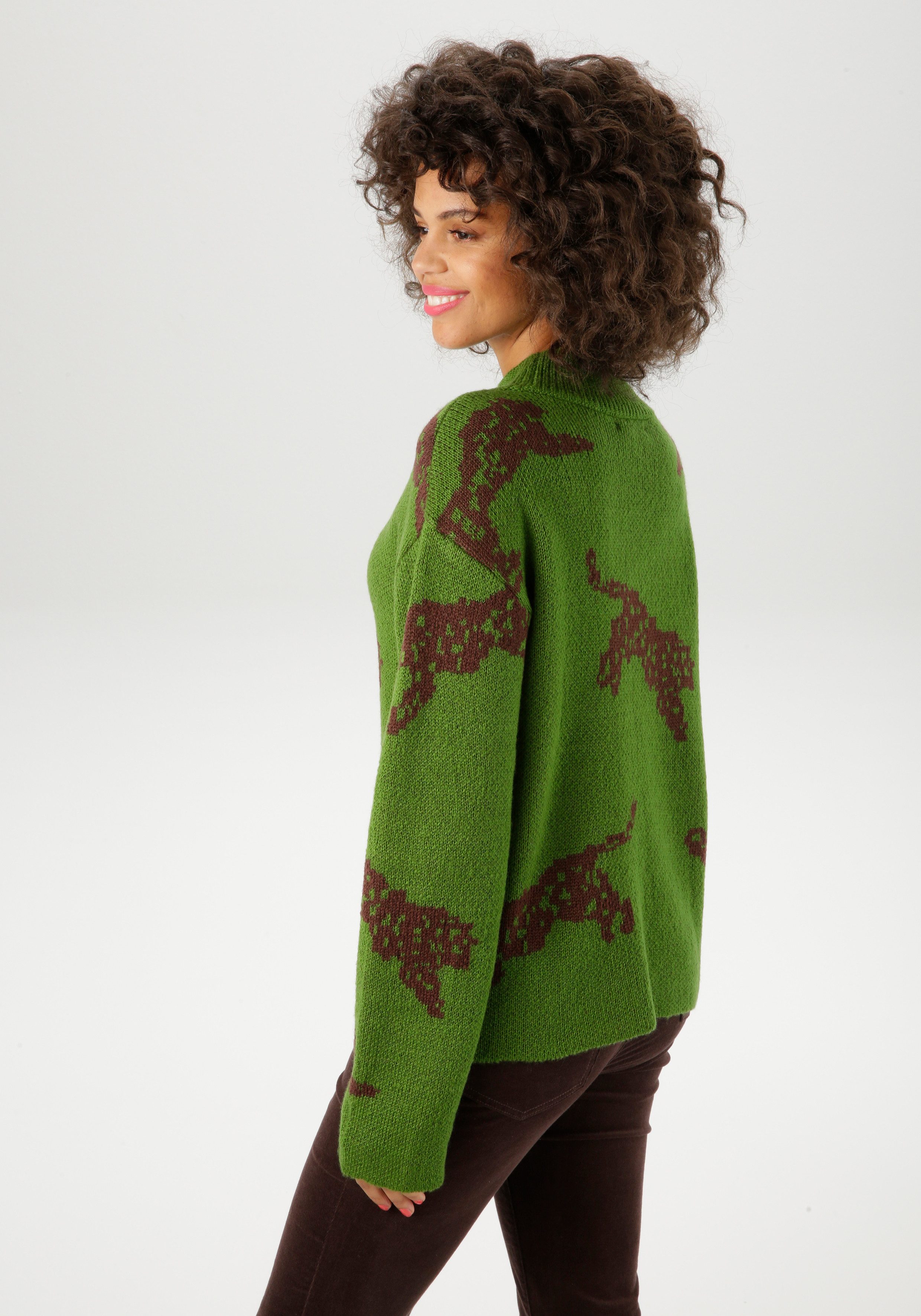 Aniston CASUAL Gebreide trui met ingebreide luipaarden - nieuwe collectie