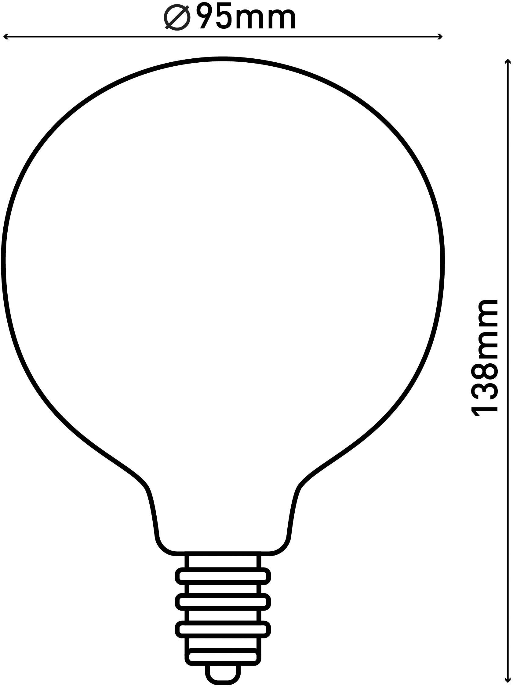 näve Led-verlichting Dilly Retro Ø 9,5 cm filament, 3-delige set, 4W LED, dimbaar, 1800 Kelvin (3 stuks)