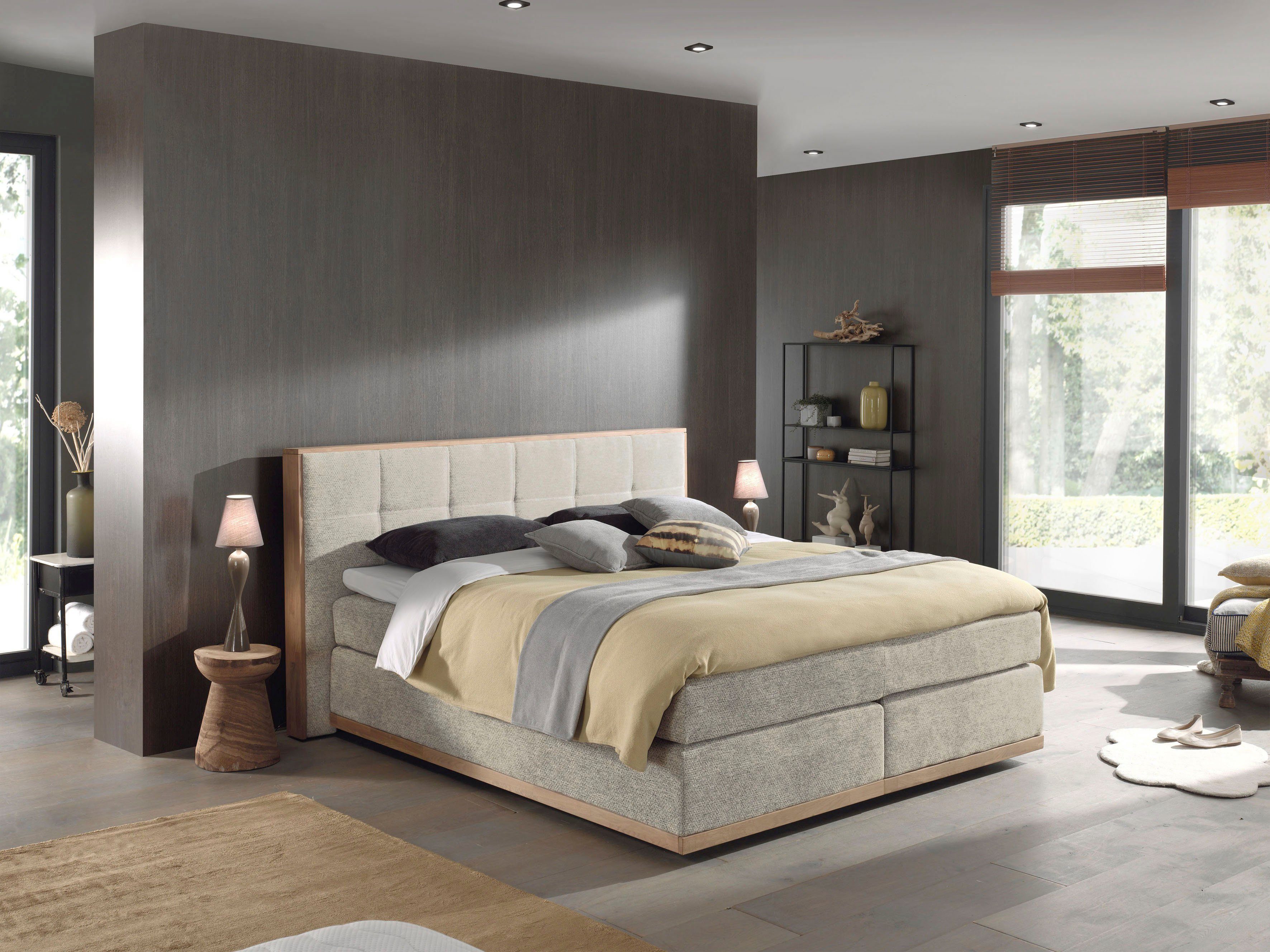 Places of Style Boxspring Vinton van massief eiken, verschillende hardheden (ook h4) (5 stuks)