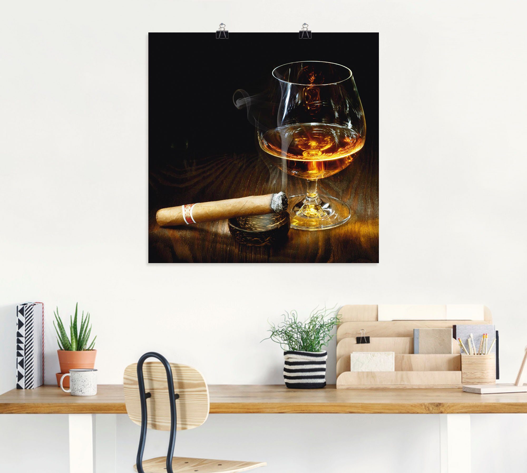 Artland Artprint Sigaar en cognac als artprint op linnen, poster in verschillende formaten maten