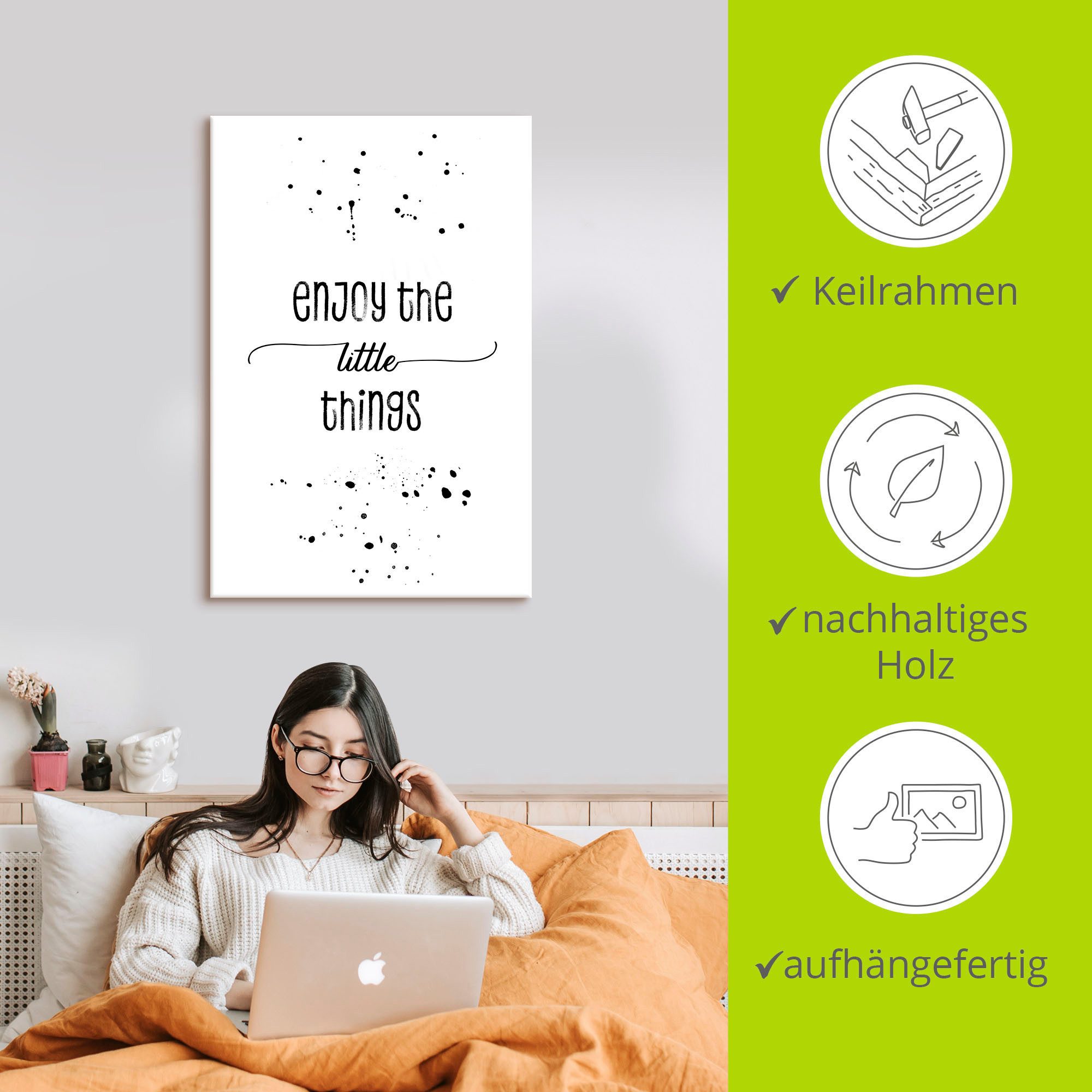 Artland Artprint op linnen Geniet van de kleine dingen I
