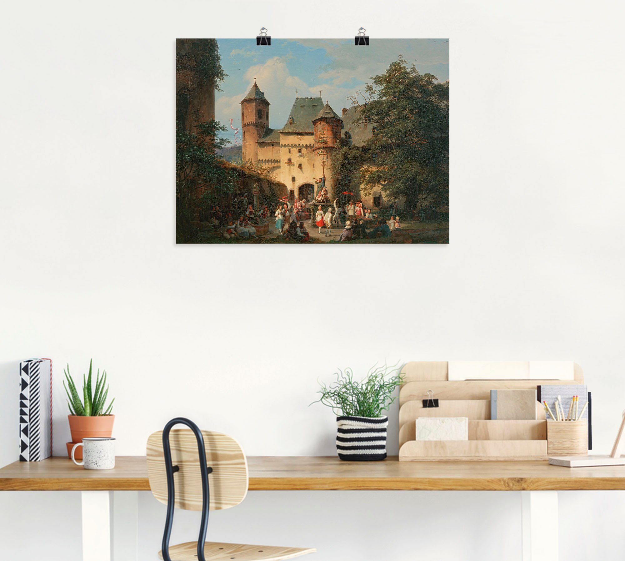 Artland Artprint Feestelijk tafereel op het voorplein van een kasteel als artprint van aluminium, artprint op linnen, muursticker of poster in verschillende maten